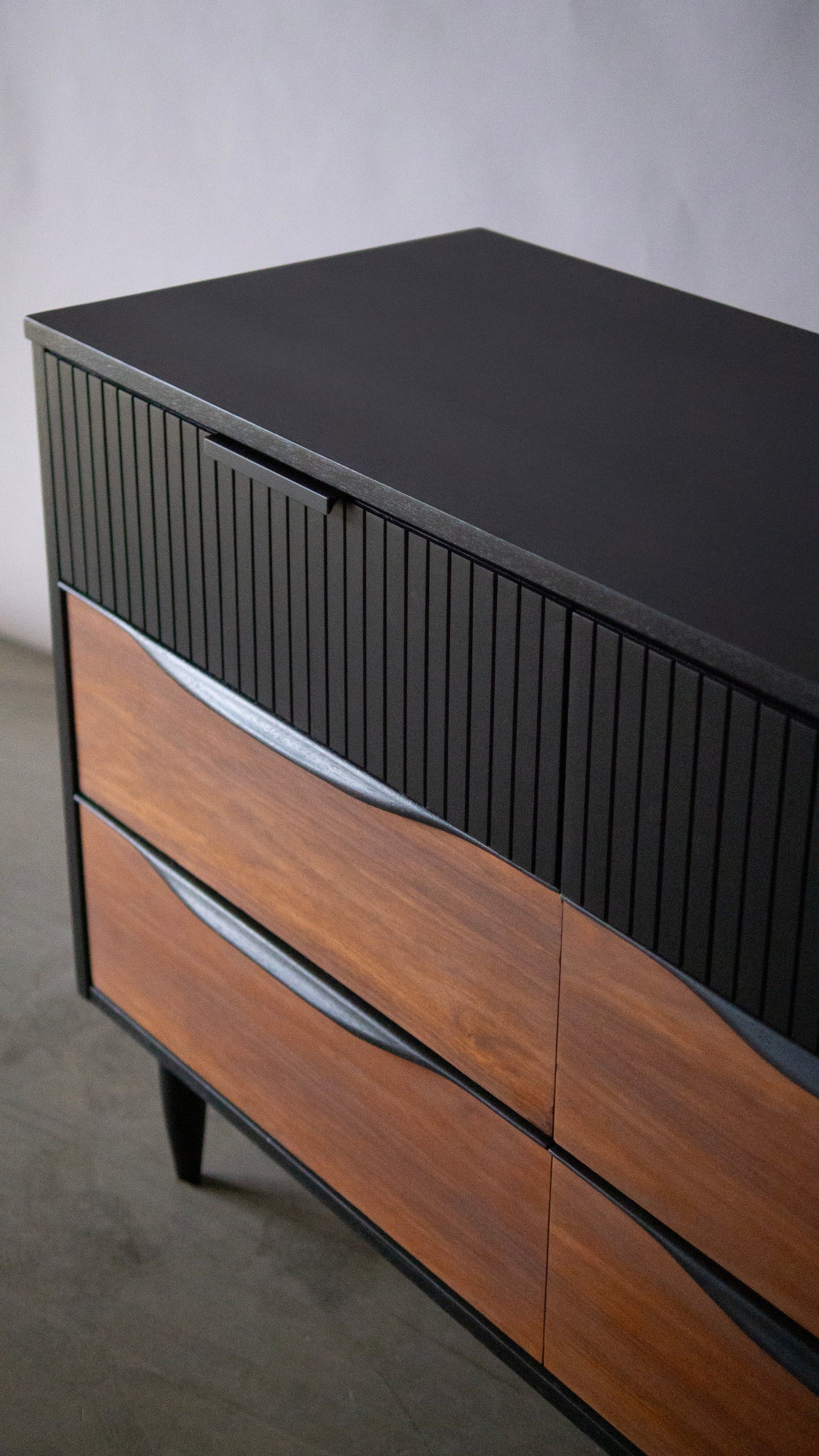 Beautiful Large Fluted MCM Walnut Dresser