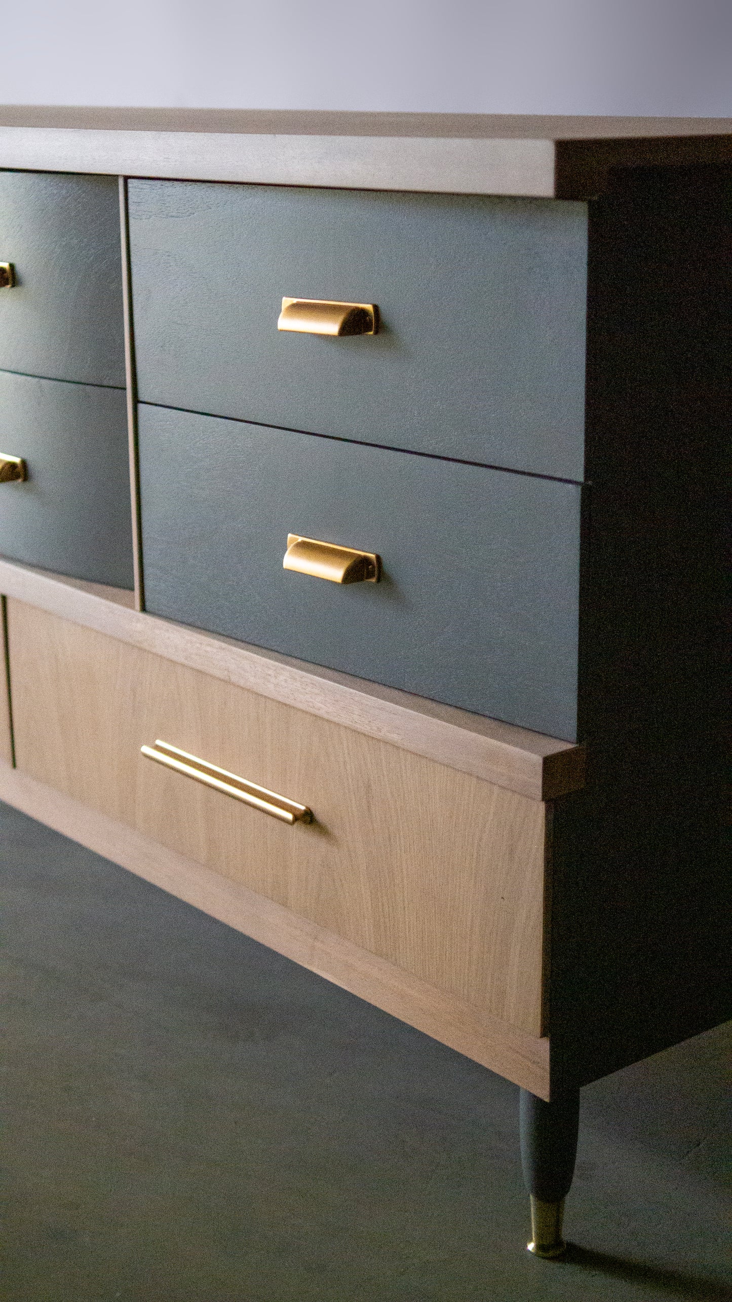 Gray and Walnut Bleached MCM Dresser