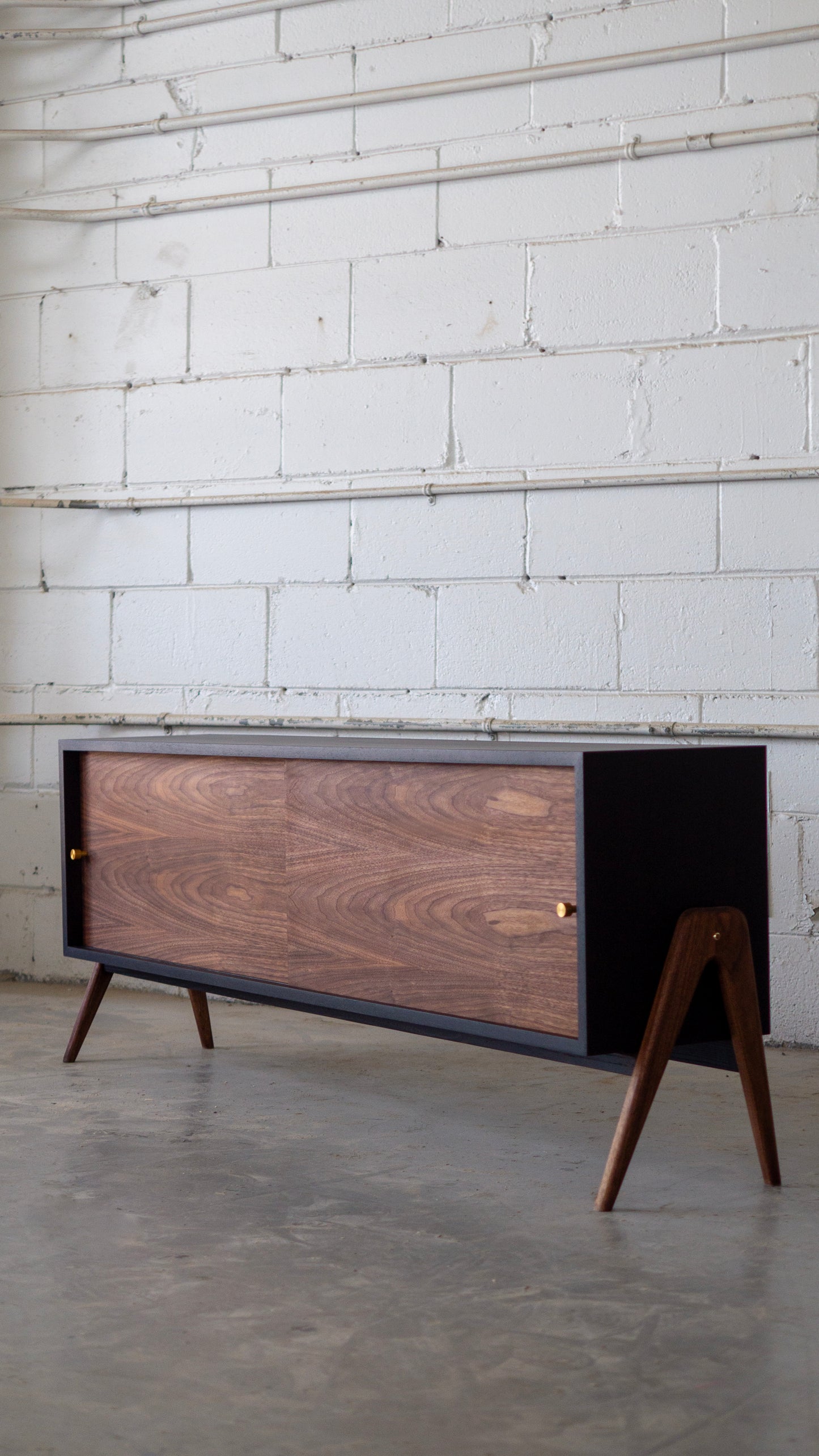 Black and Walnut MCM Media Console