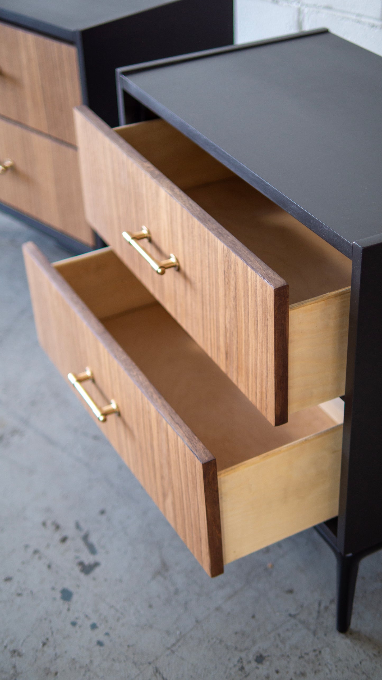 Black and Walnut Elegant Nightstands