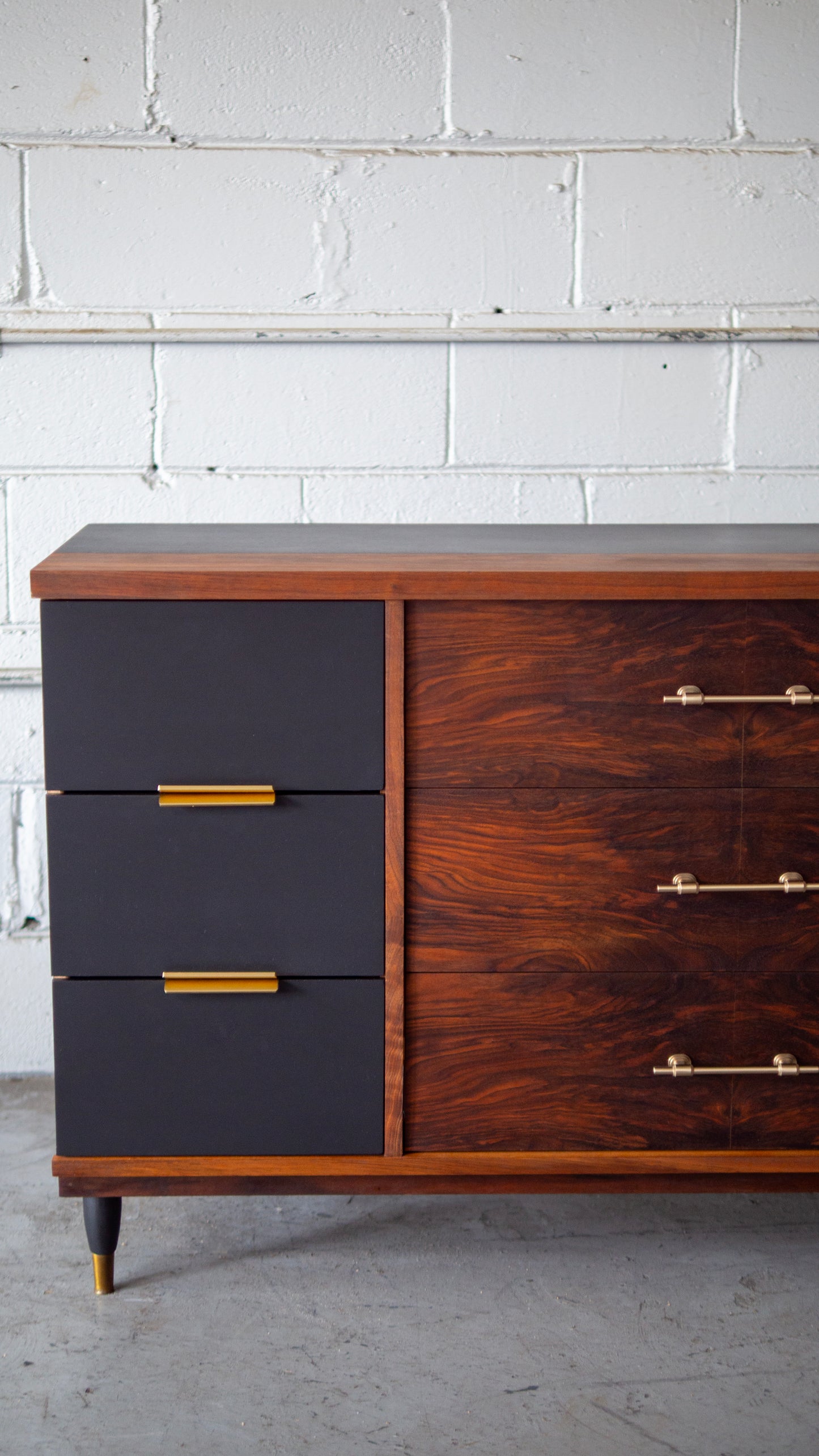 Walnut Burl Mid Century Dresser Revival
