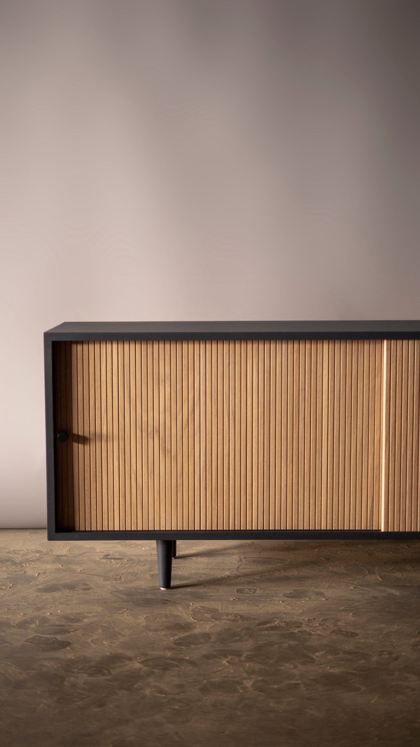 Mid Century Inspired Oak Fluted Media Console