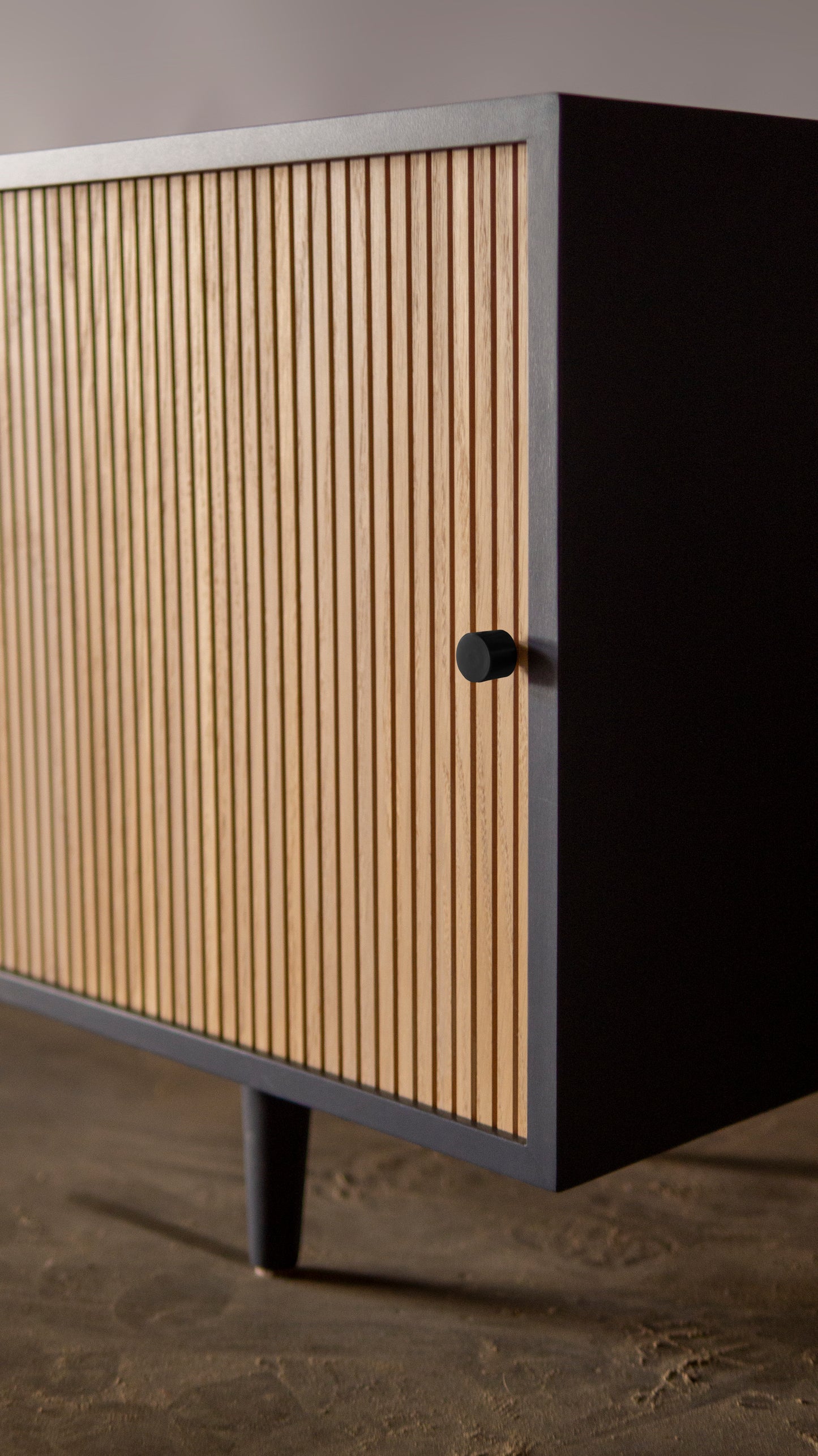 Mid Century Inspired Oak Fluted Media Console
