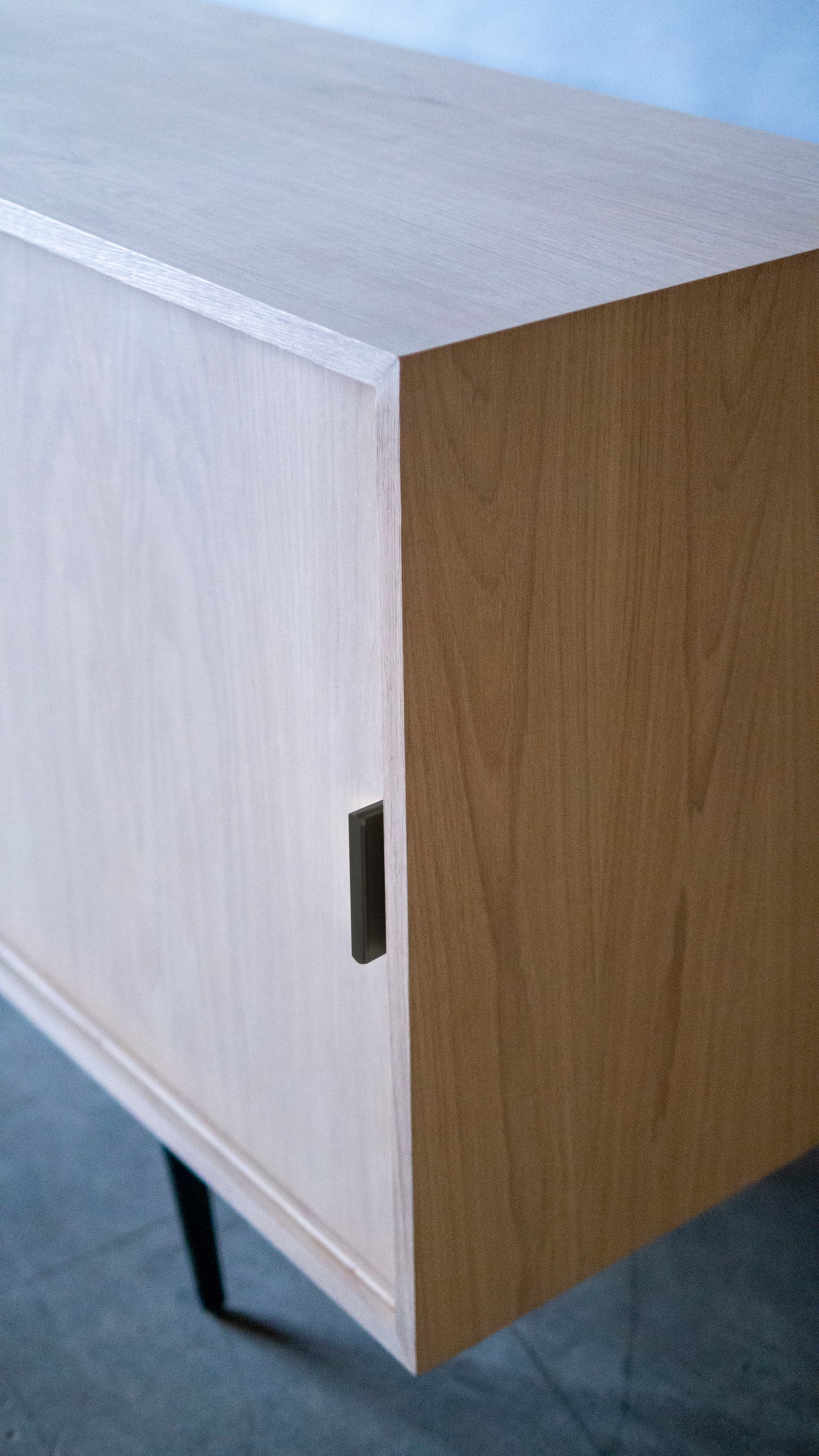 Large MCM Oak Sliding Door Credenza