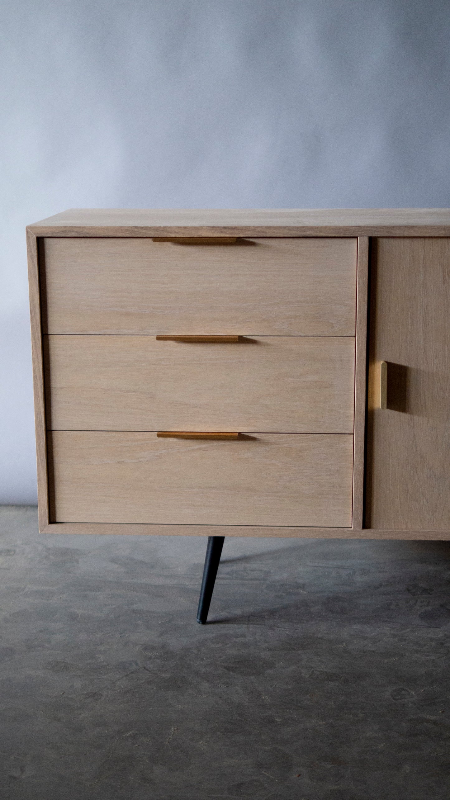 Large MCM Oak Sliding Door Credenza