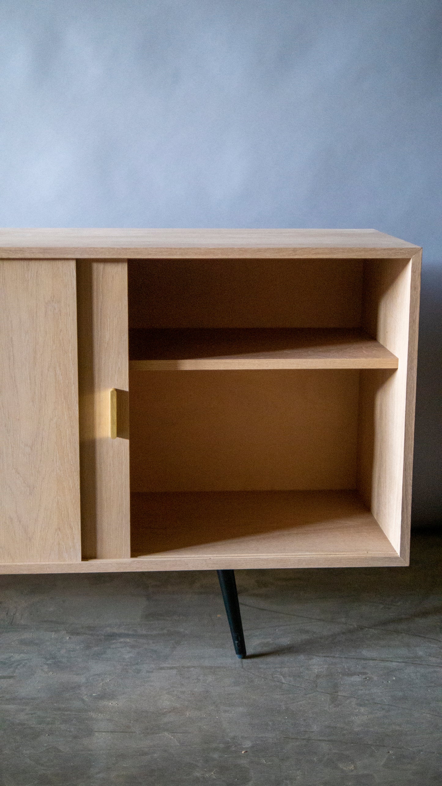 Large MCM Oak Sliding Door Credenza