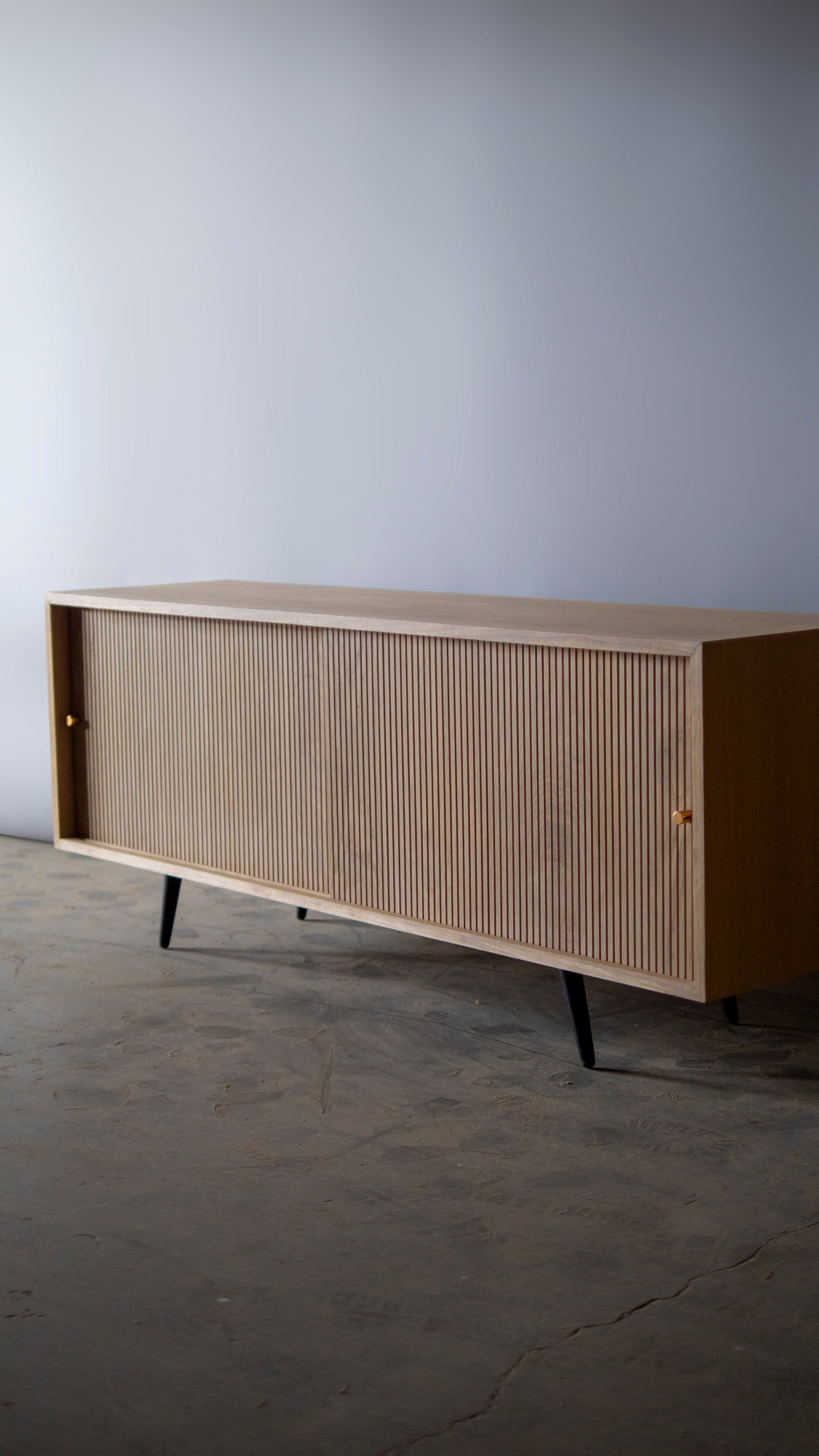 Mid Century Inspired Oak Fluted Media Console
