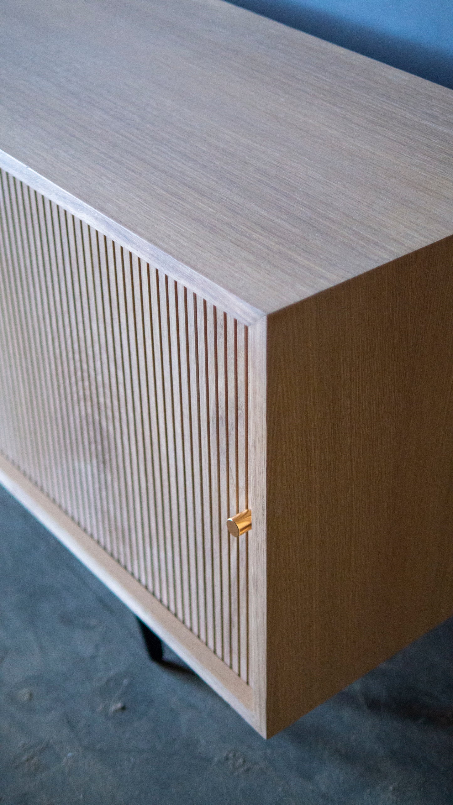 Mid Century Inspired Oak Fluted Media Console