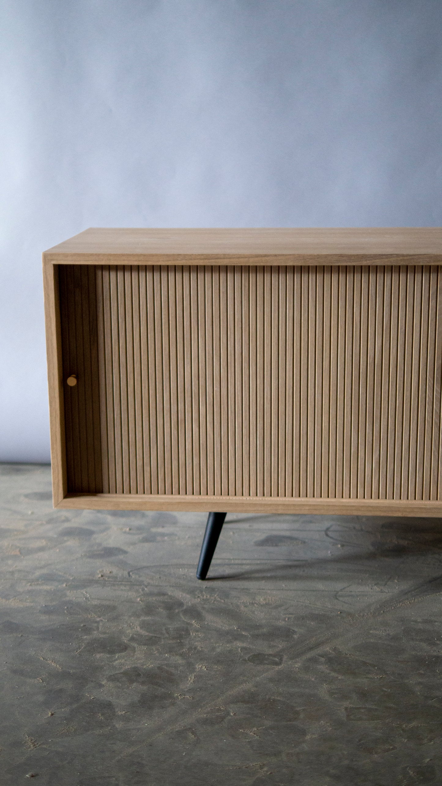 Mid Century Inspired Oak Fluted Media Console