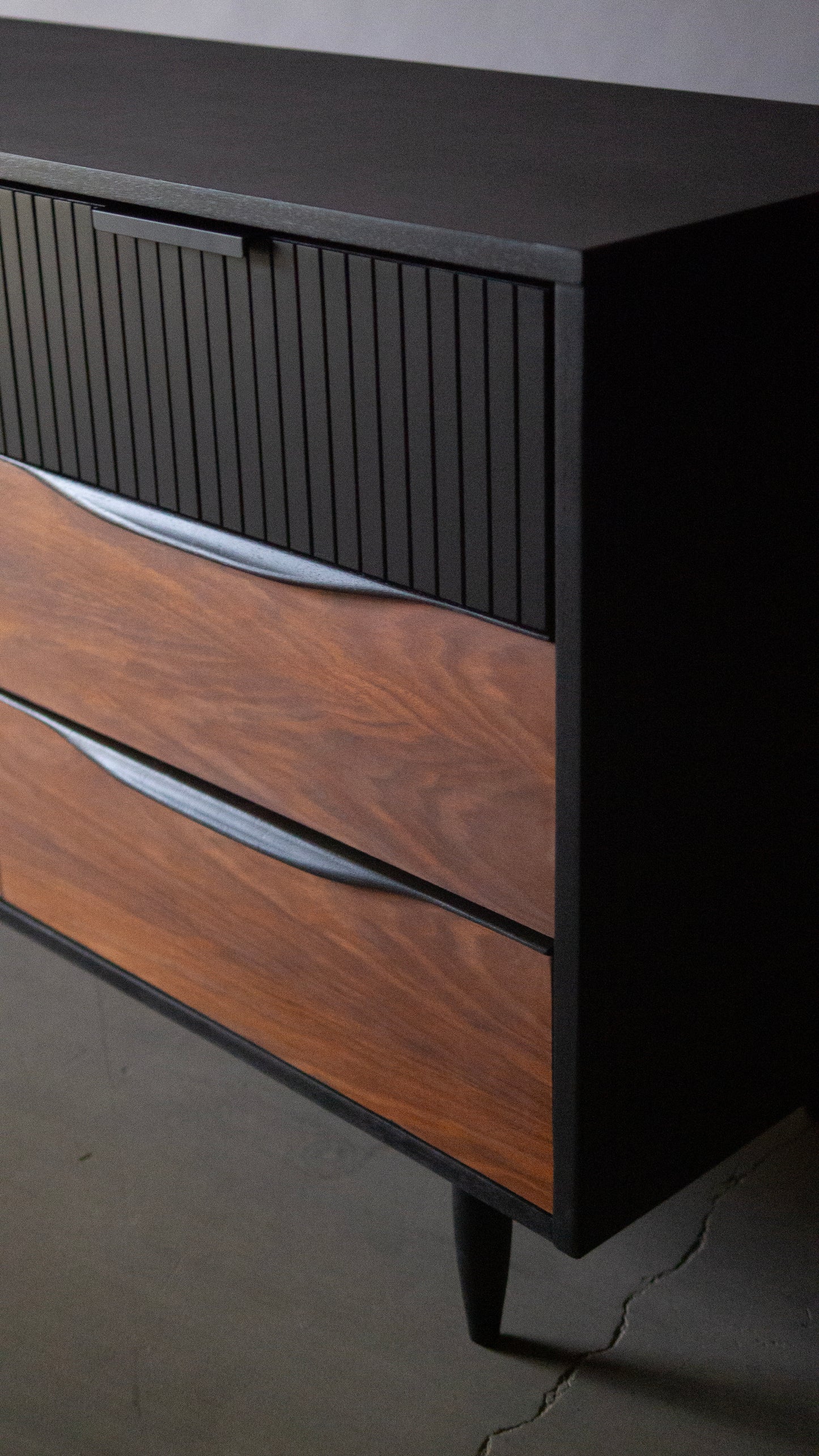 Beautiful Large Fluted MCM Walnut Dresser