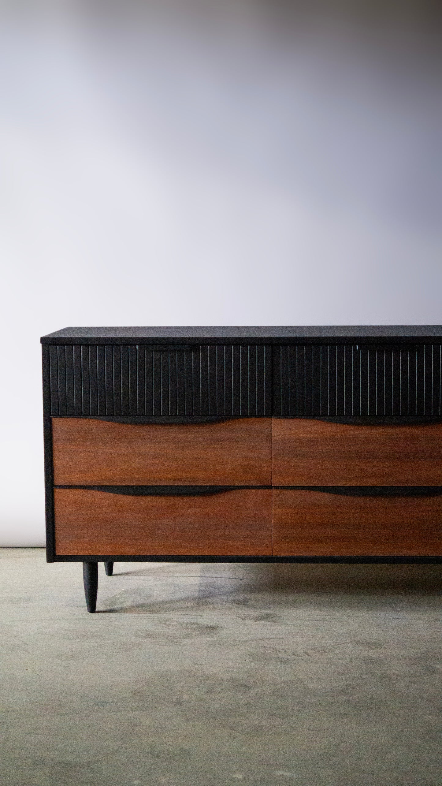 Beautiful Large Fluted MCM Walnut Dresser