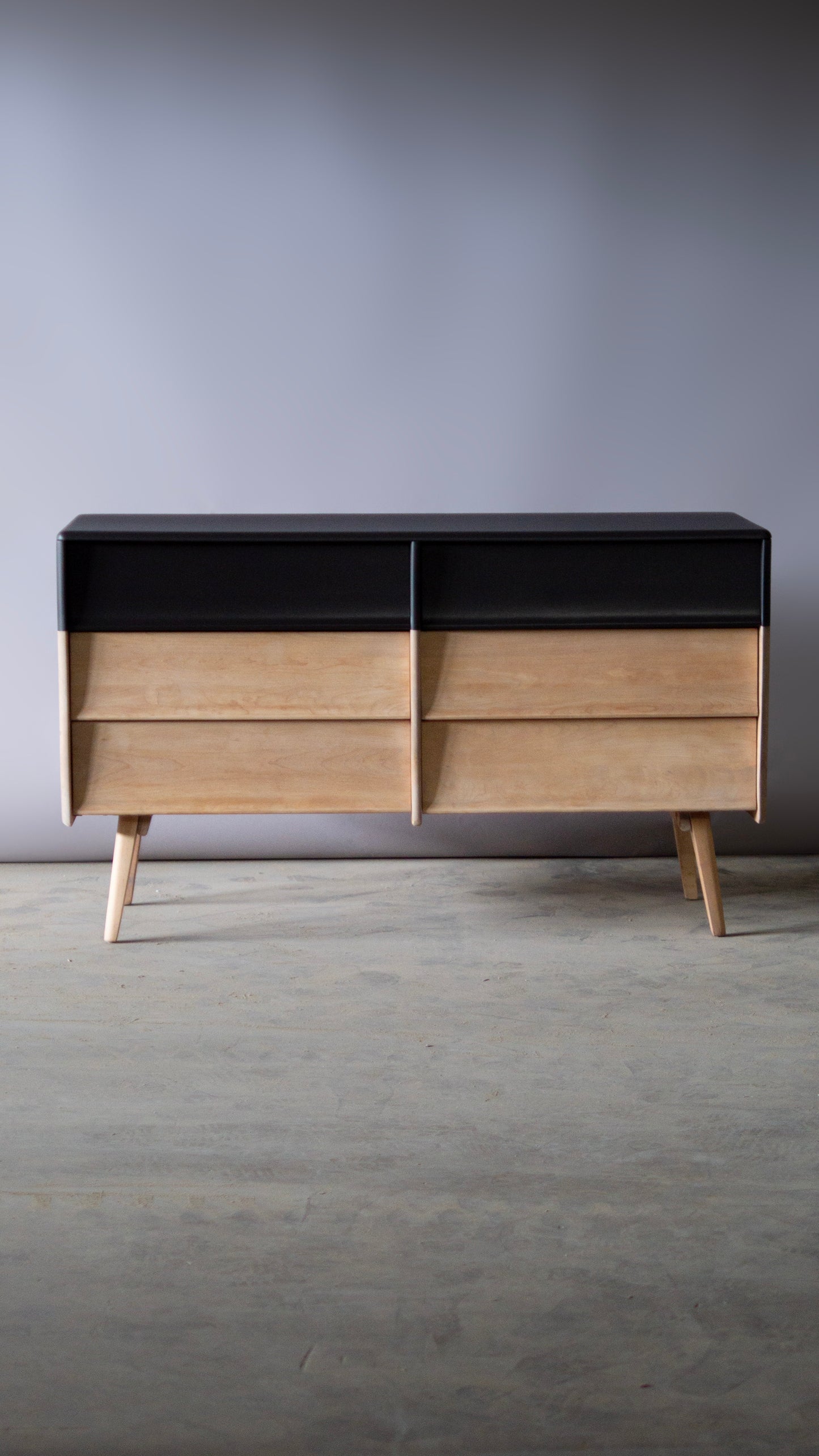 Rustic Mid Century Solid Maple Dresser