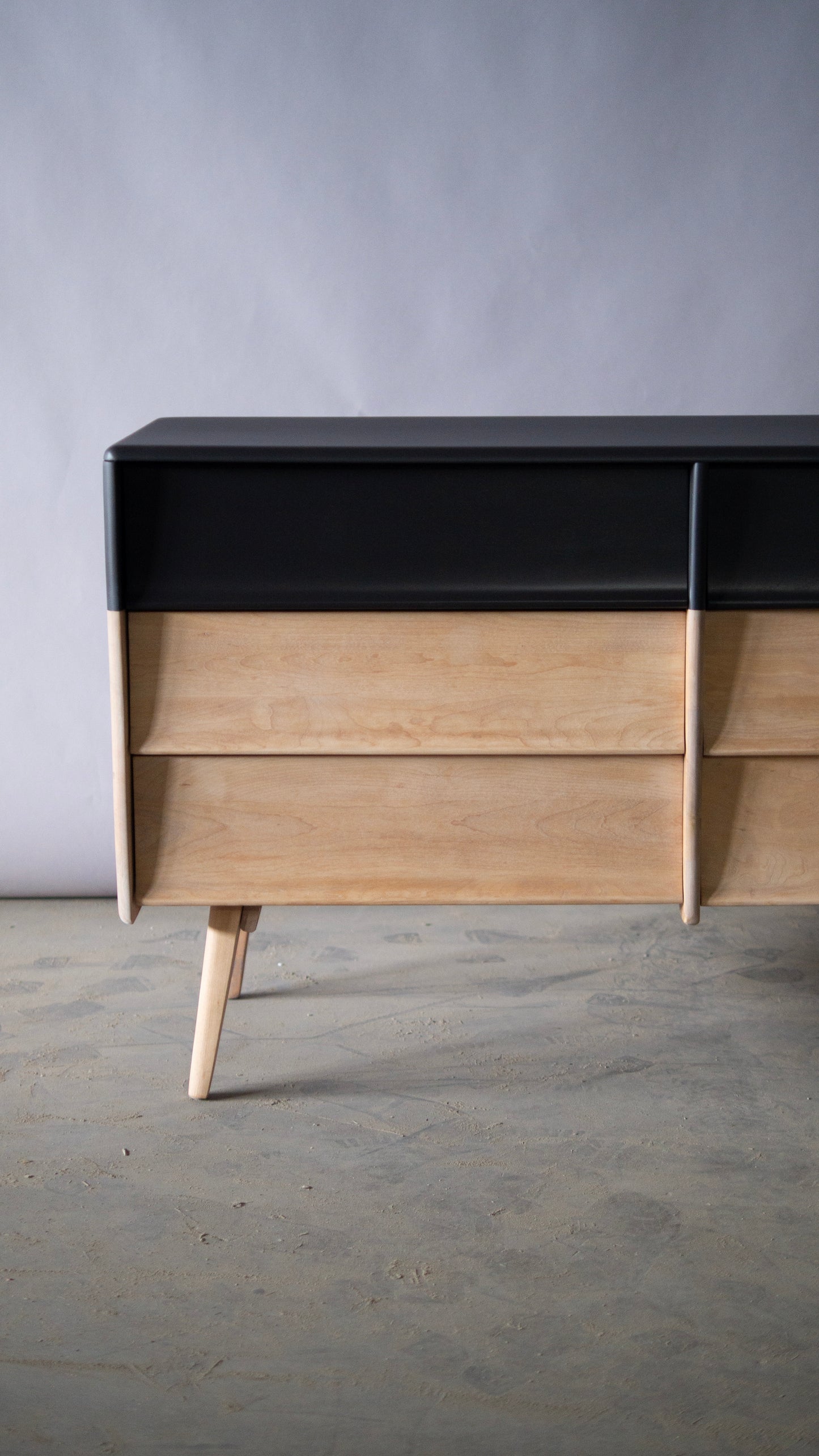 Rustic Mid Century Solid Maple Dresser