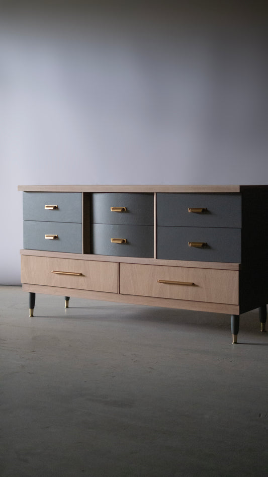 Gray and Walnut Bleached MCM Dresser