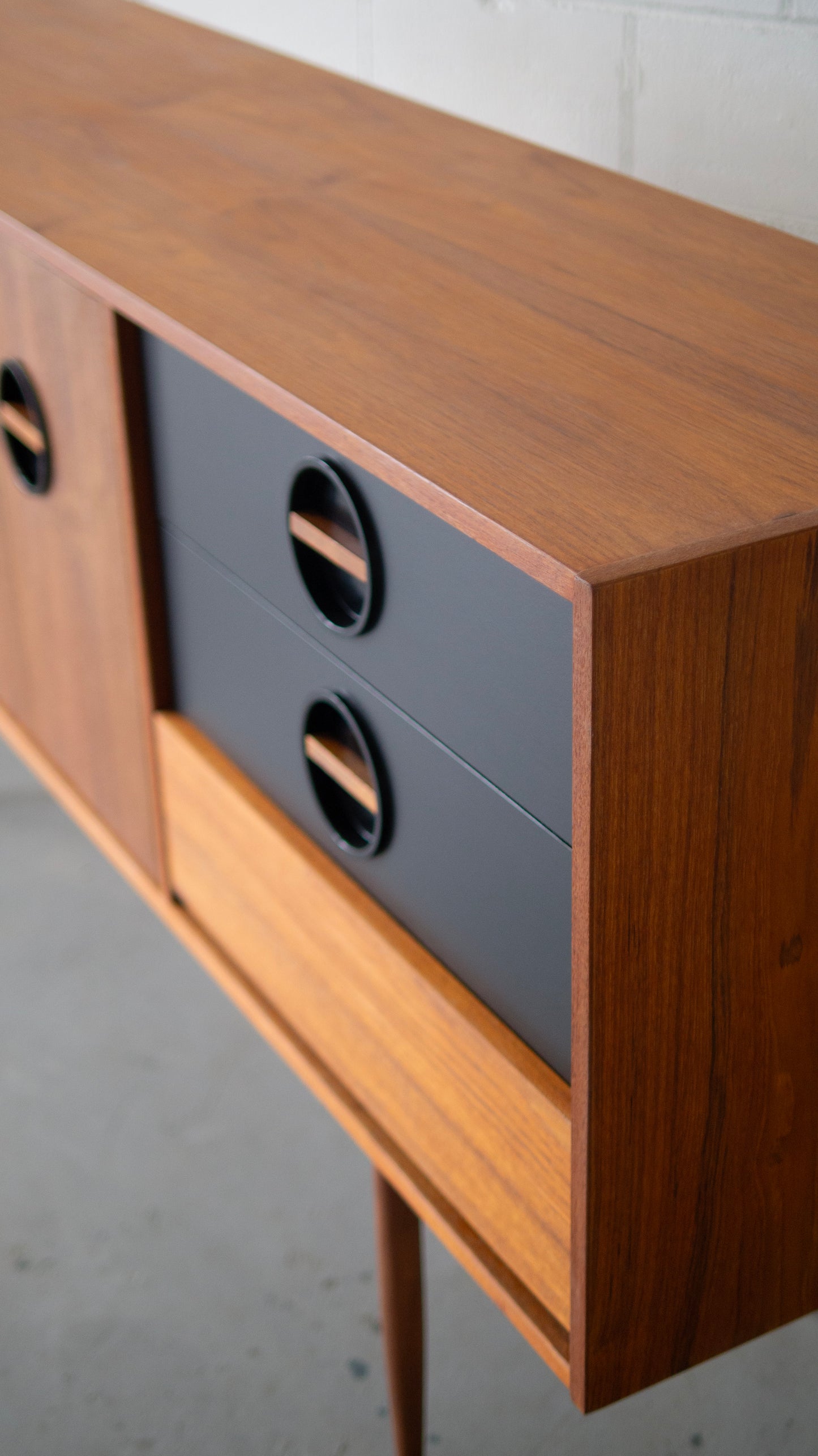 Retro MCM Black and Teak Credenza