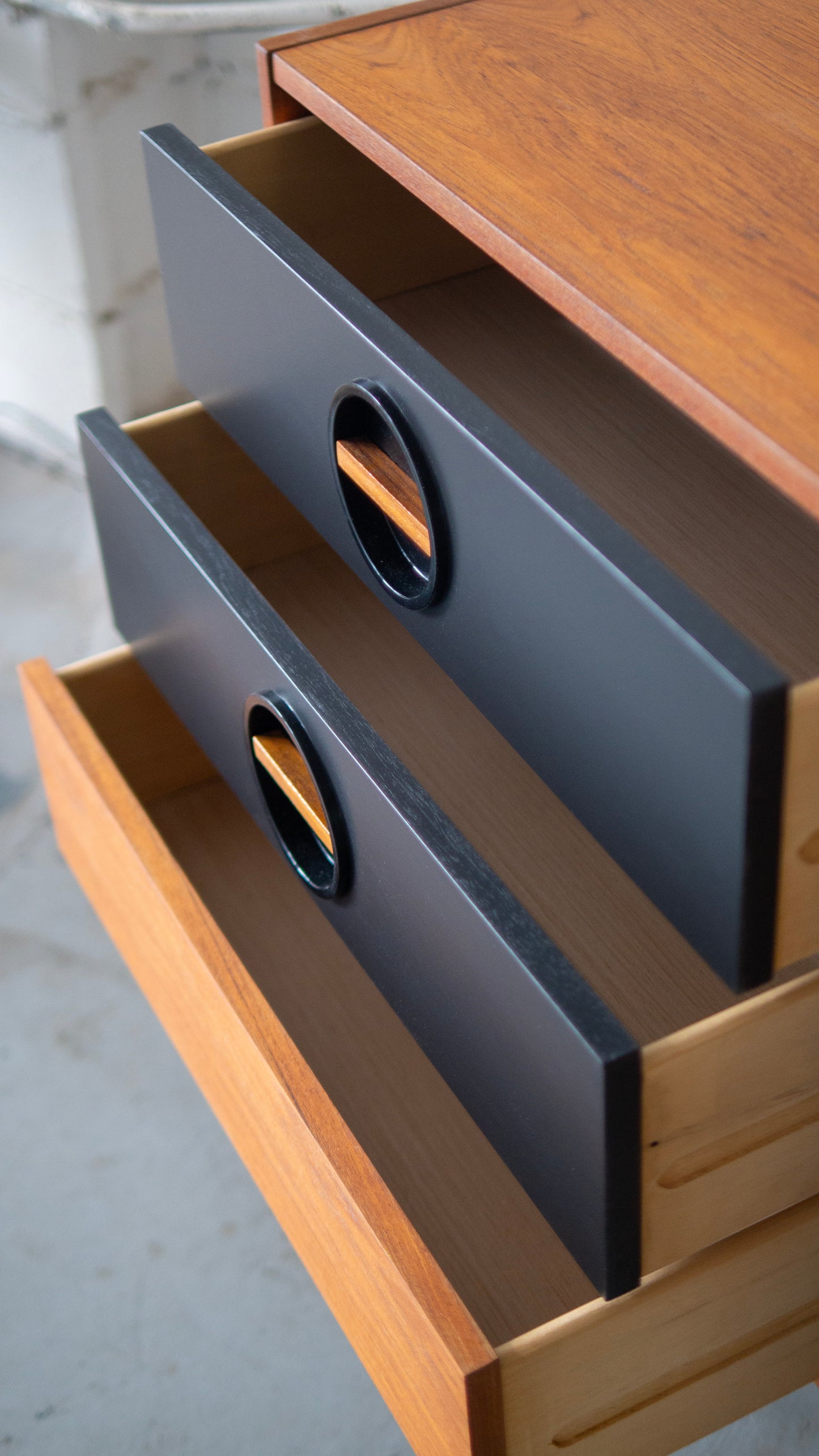 Retro MCM Black and Teak Credenza