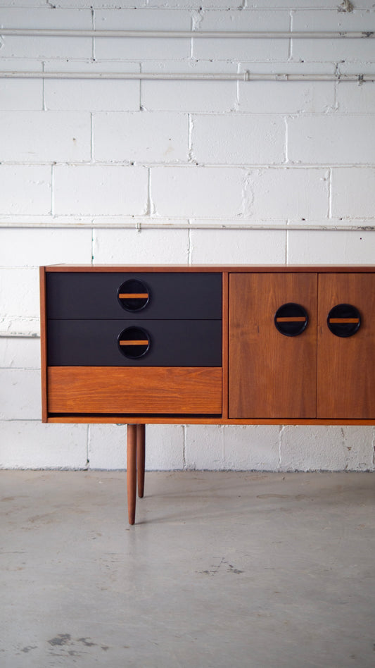 Retro MCM Black and Teak Credenza