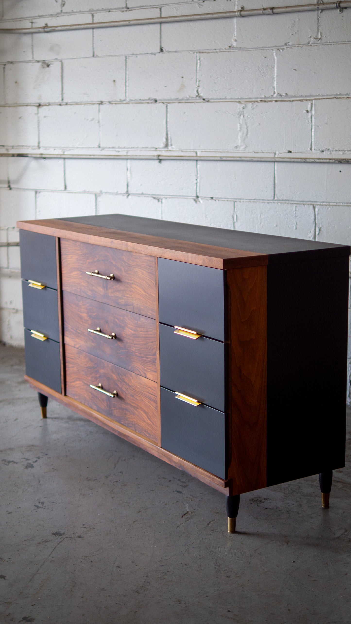 Walnut Burl Mid Century Dresser Revival