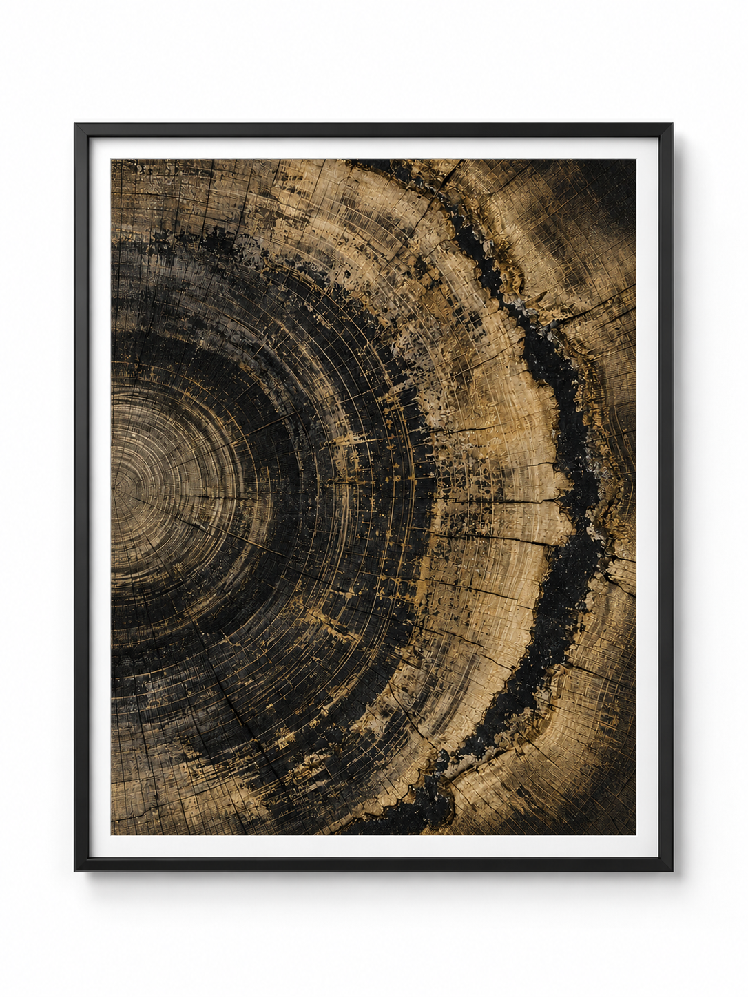 Golden Bark Tree Rings Wall Art Print — Instant Digital Download