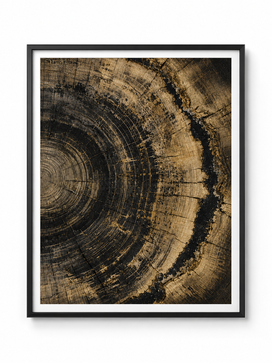 Golden Bark Tree Rings Wall Art Print — Instant Digital Download