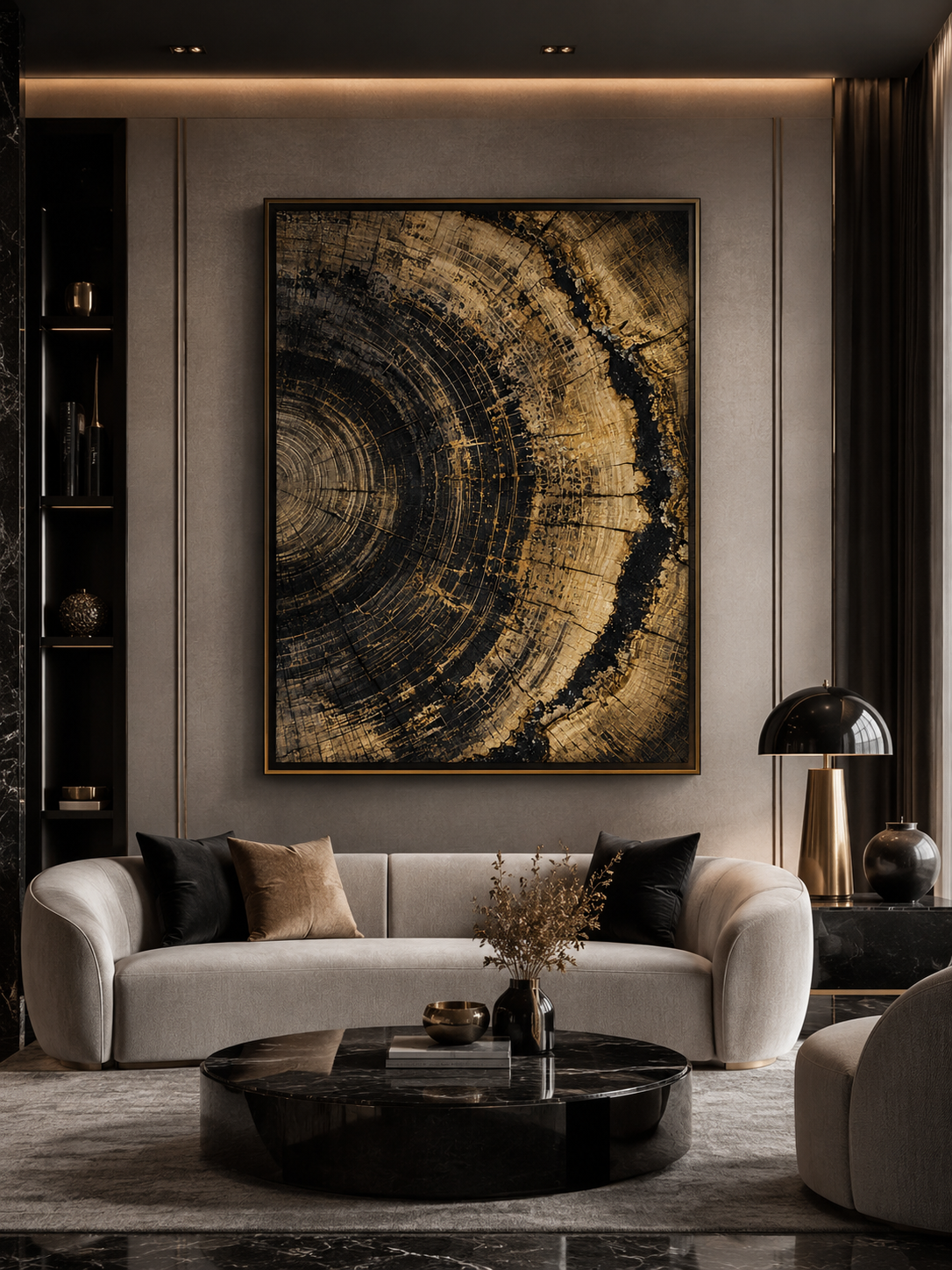 Golden Bark Tree Rings Wall Art Print — Instant Digital Download
