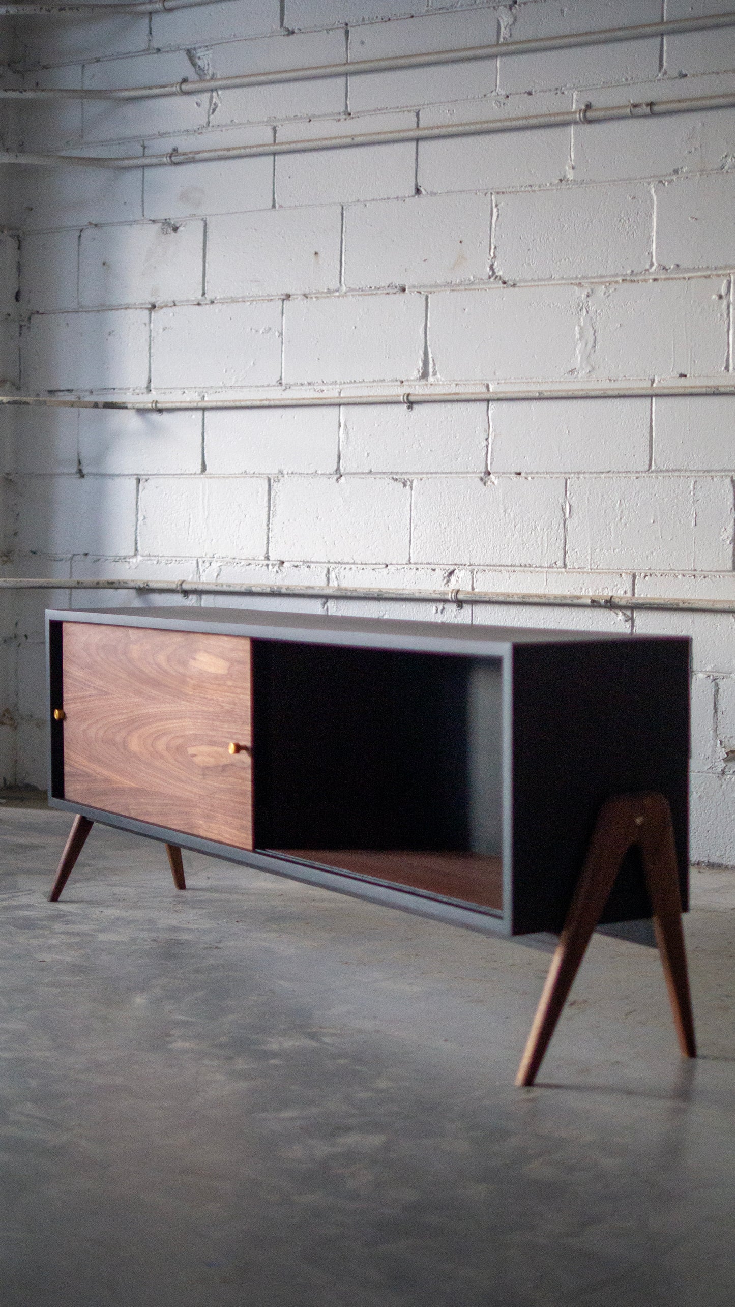 Black and Walnut MCM Media Console