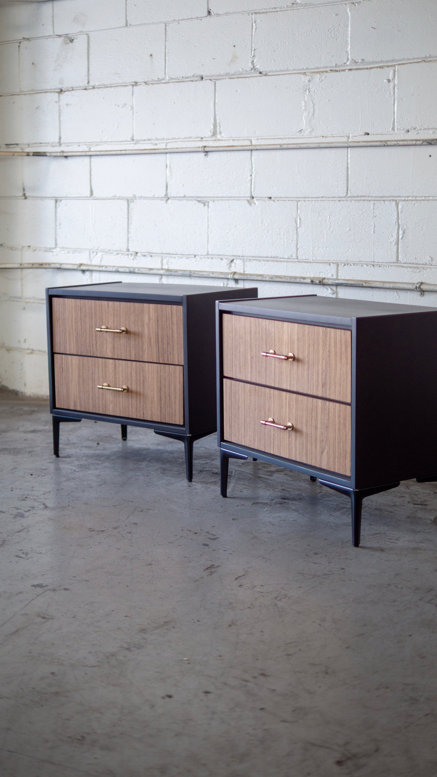 Black and Walnut Elegant Nightstands