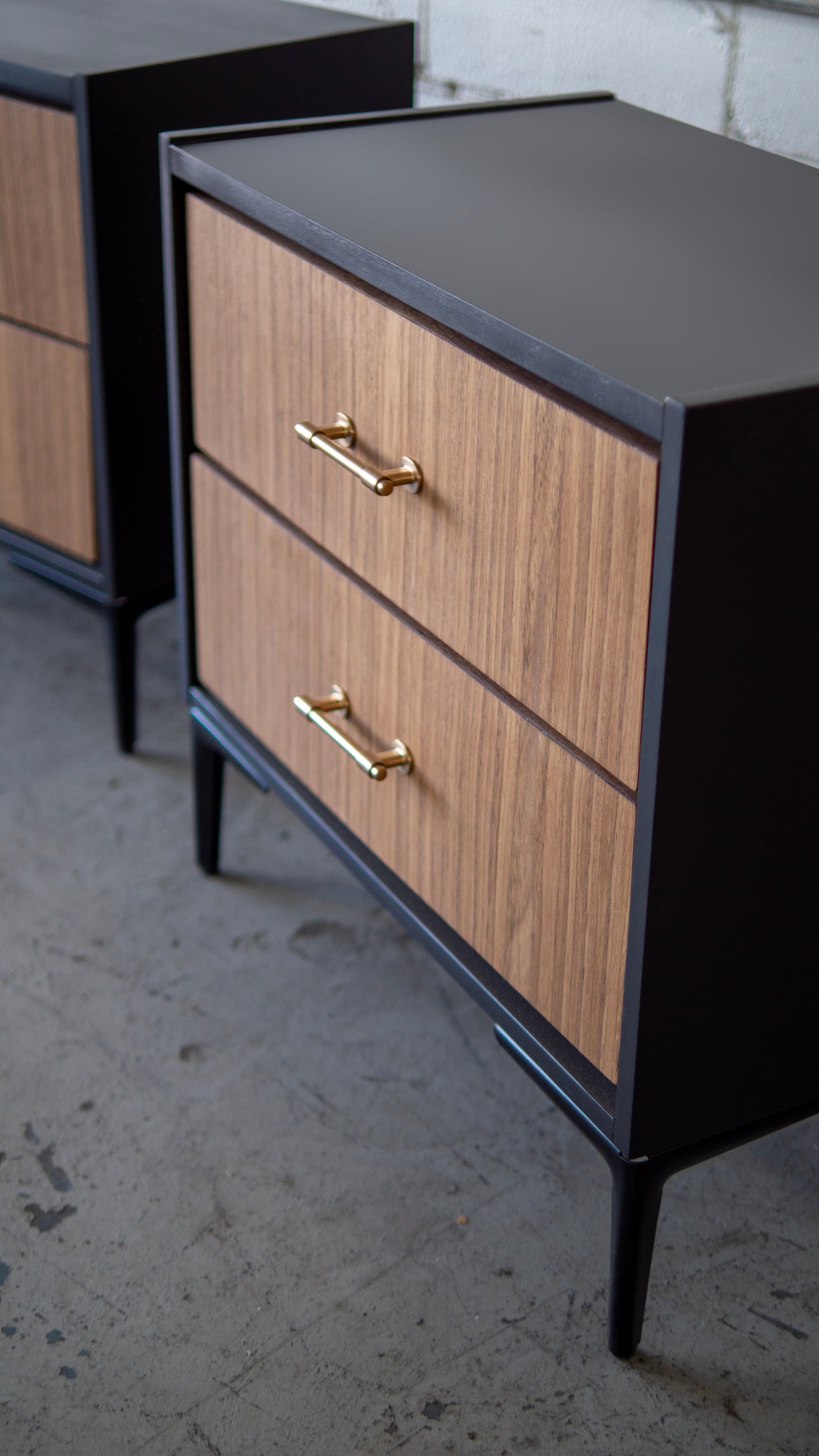 Black and Walnut Elegant Nightstands