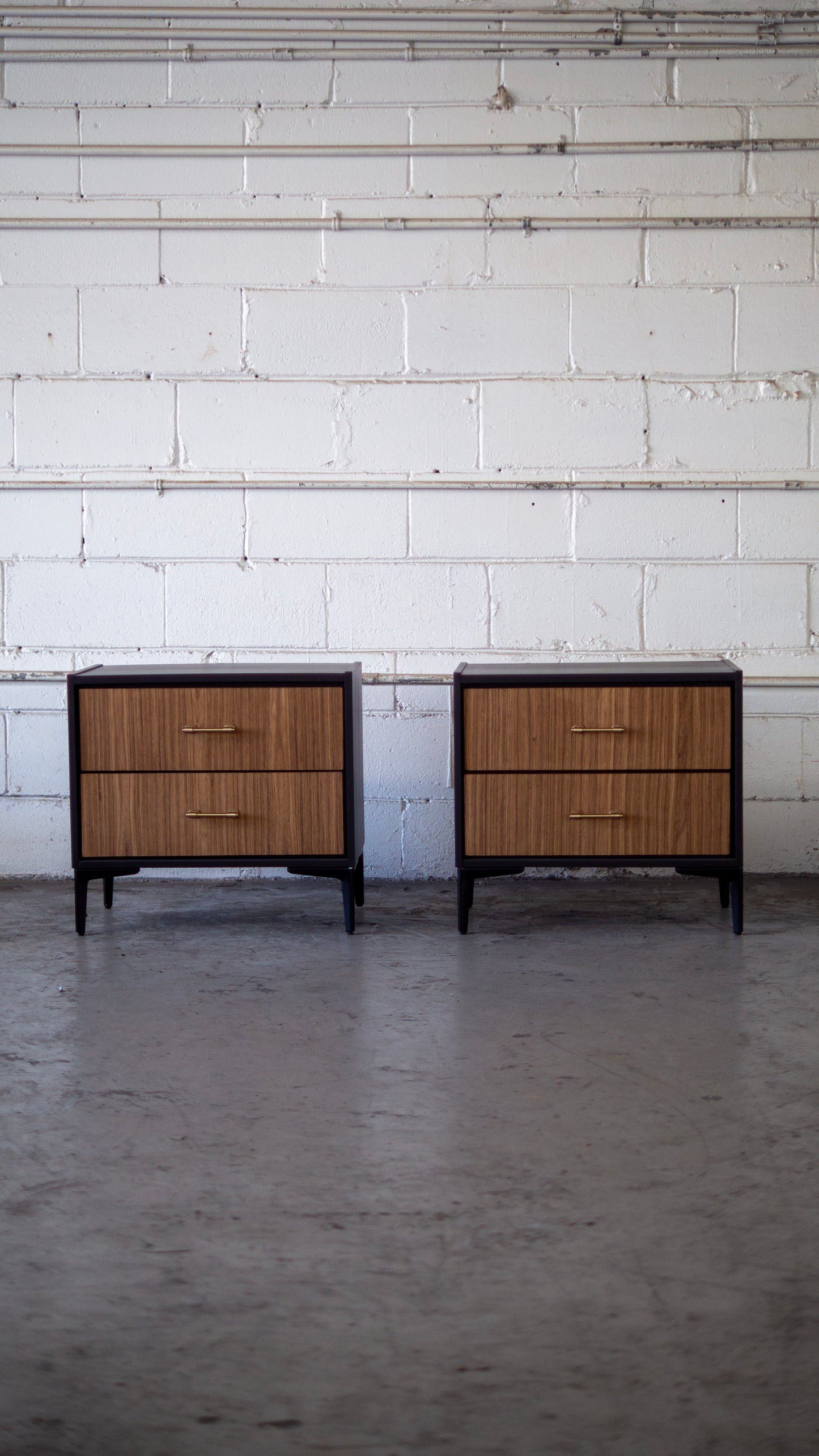 Black and Walnut Elegant Nightstands