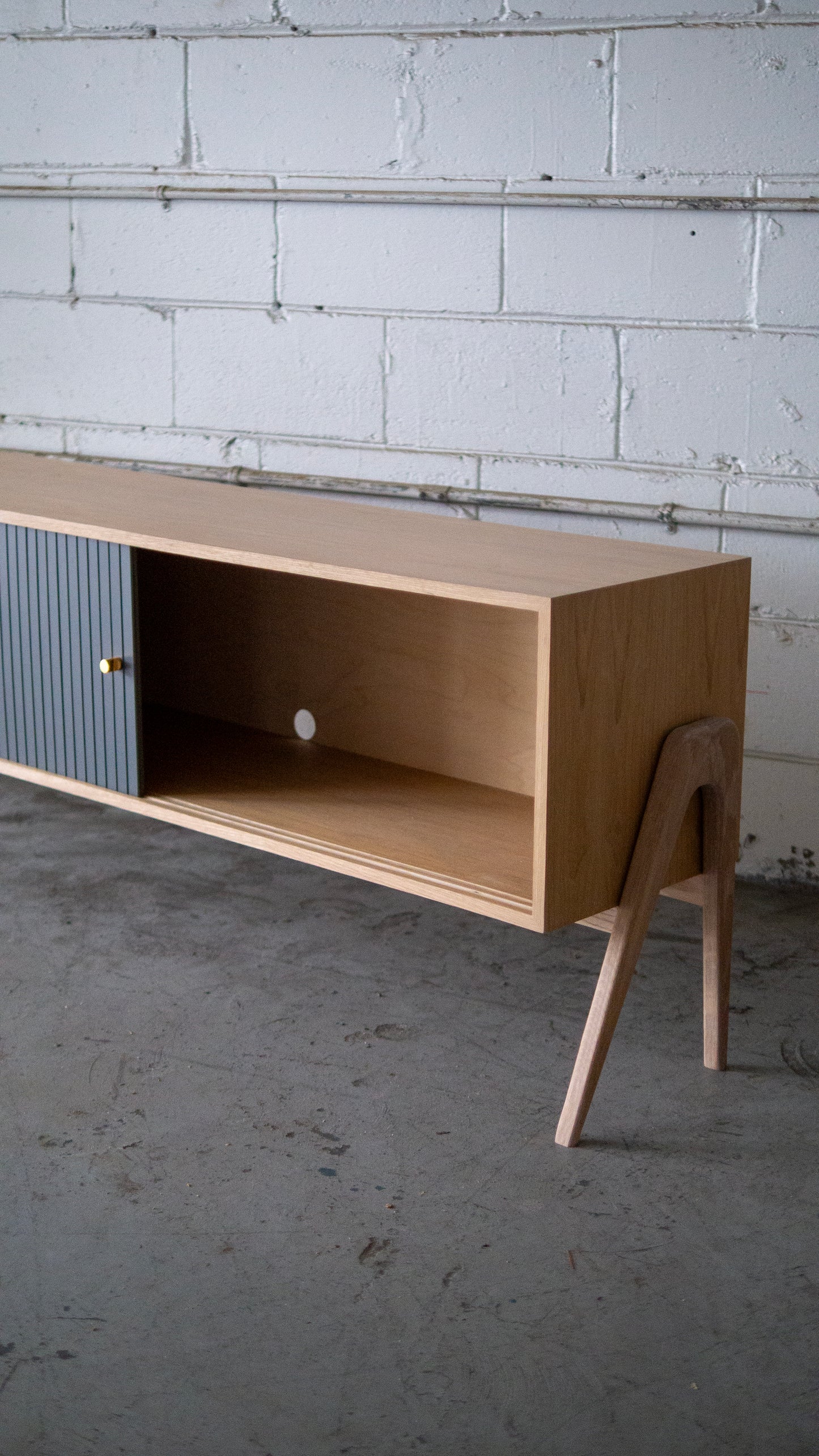 Gorgeous Fluted Media Console/Record Holder