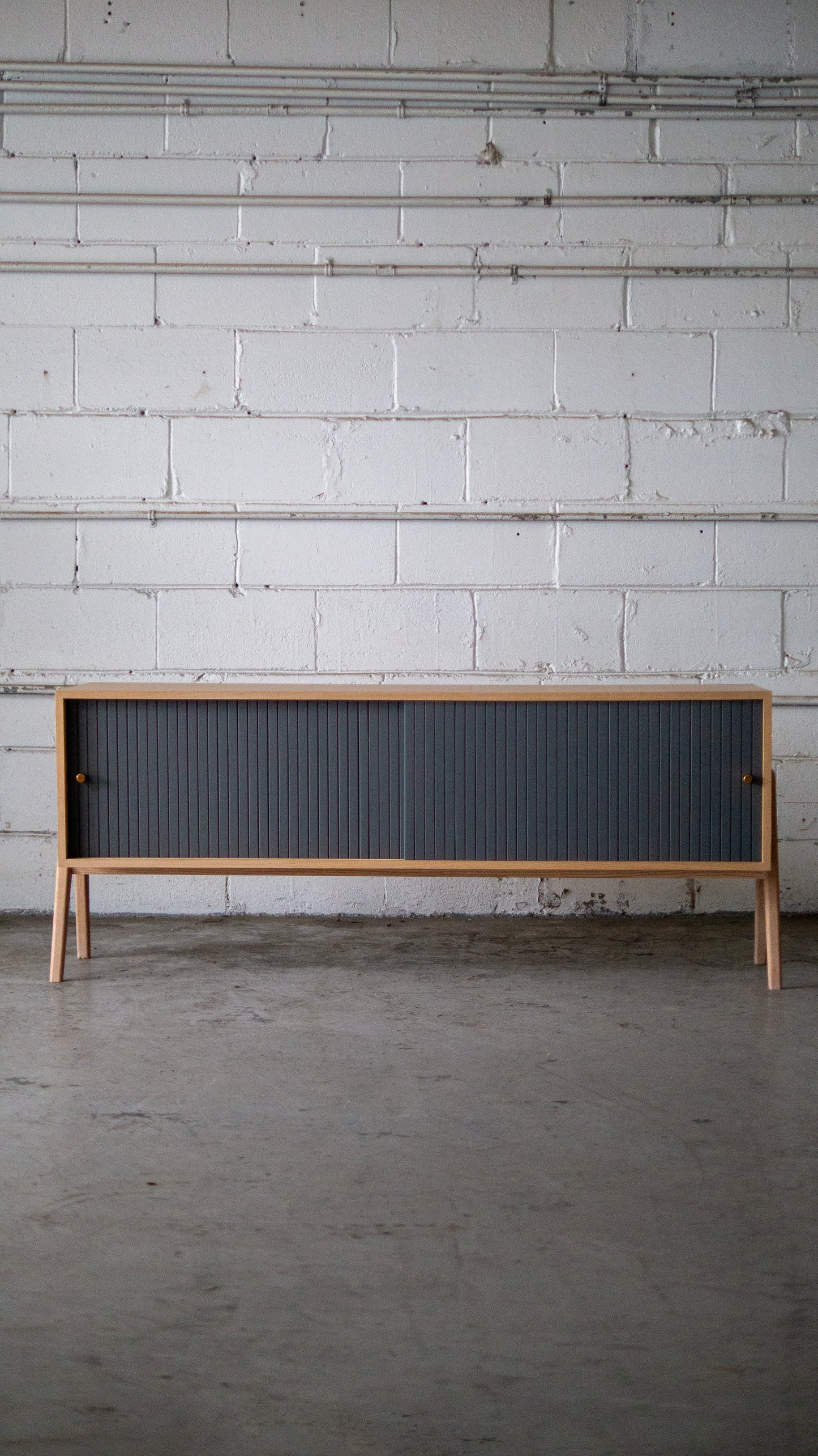 Gorgeous Fluted Media Console/Record Holder