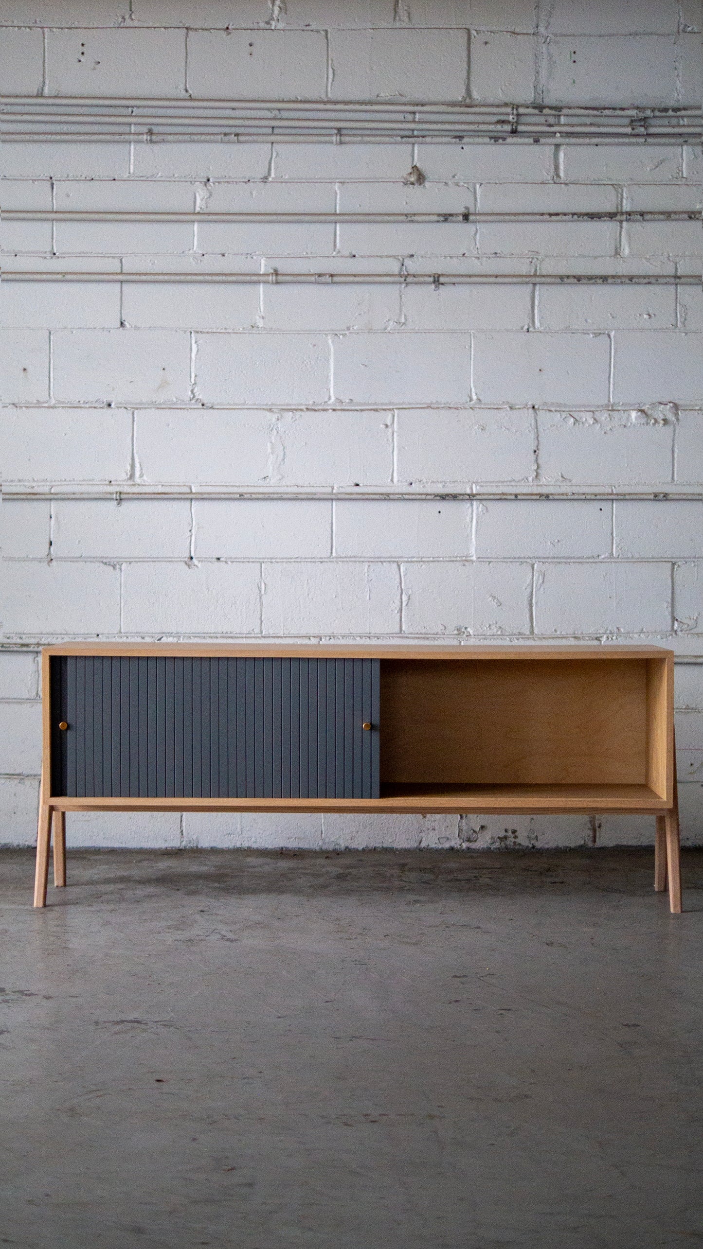 Gorgeous Fluted Media Console/Record Holder
