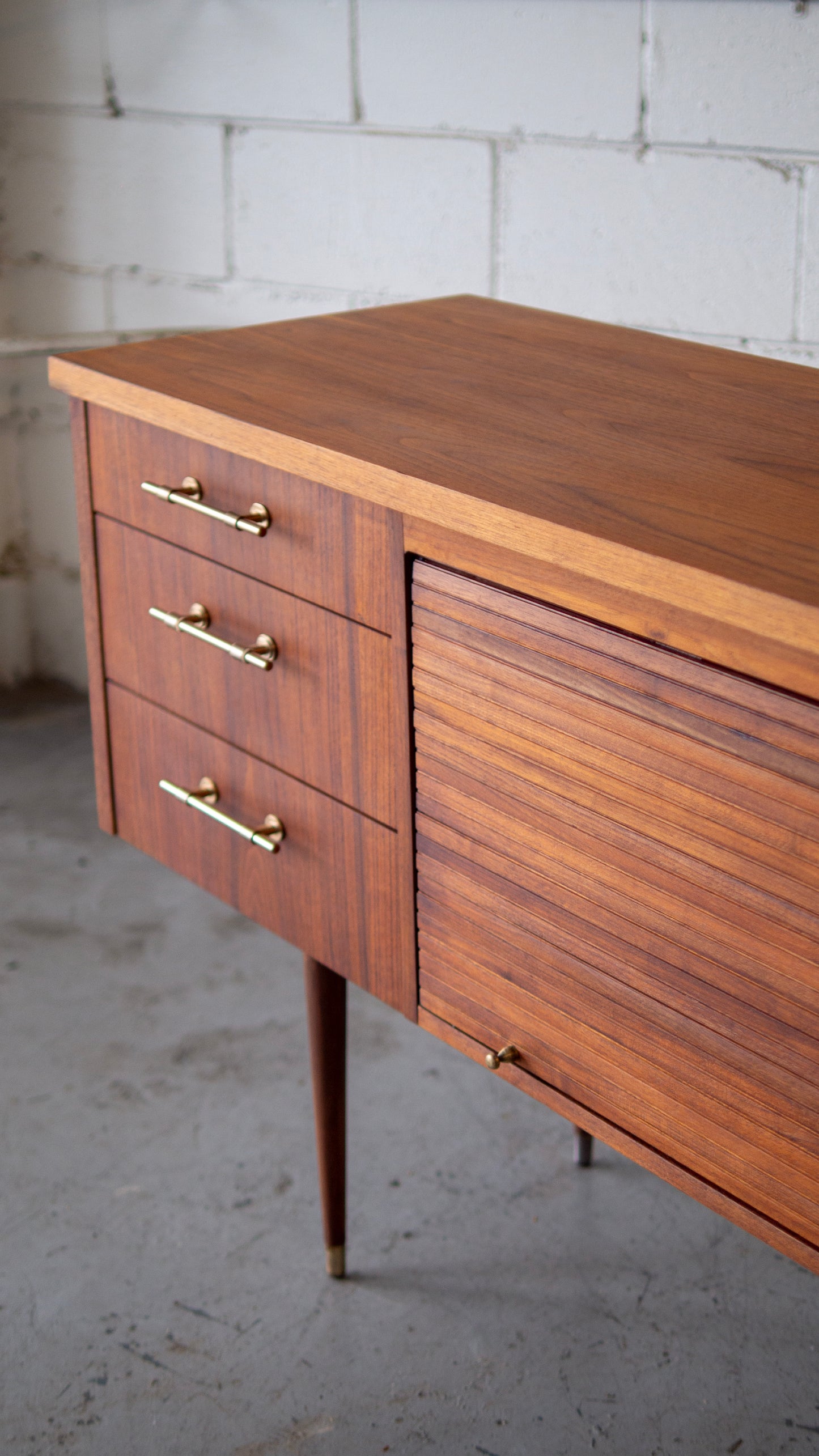Rare MCM Teak Tambour Credenza