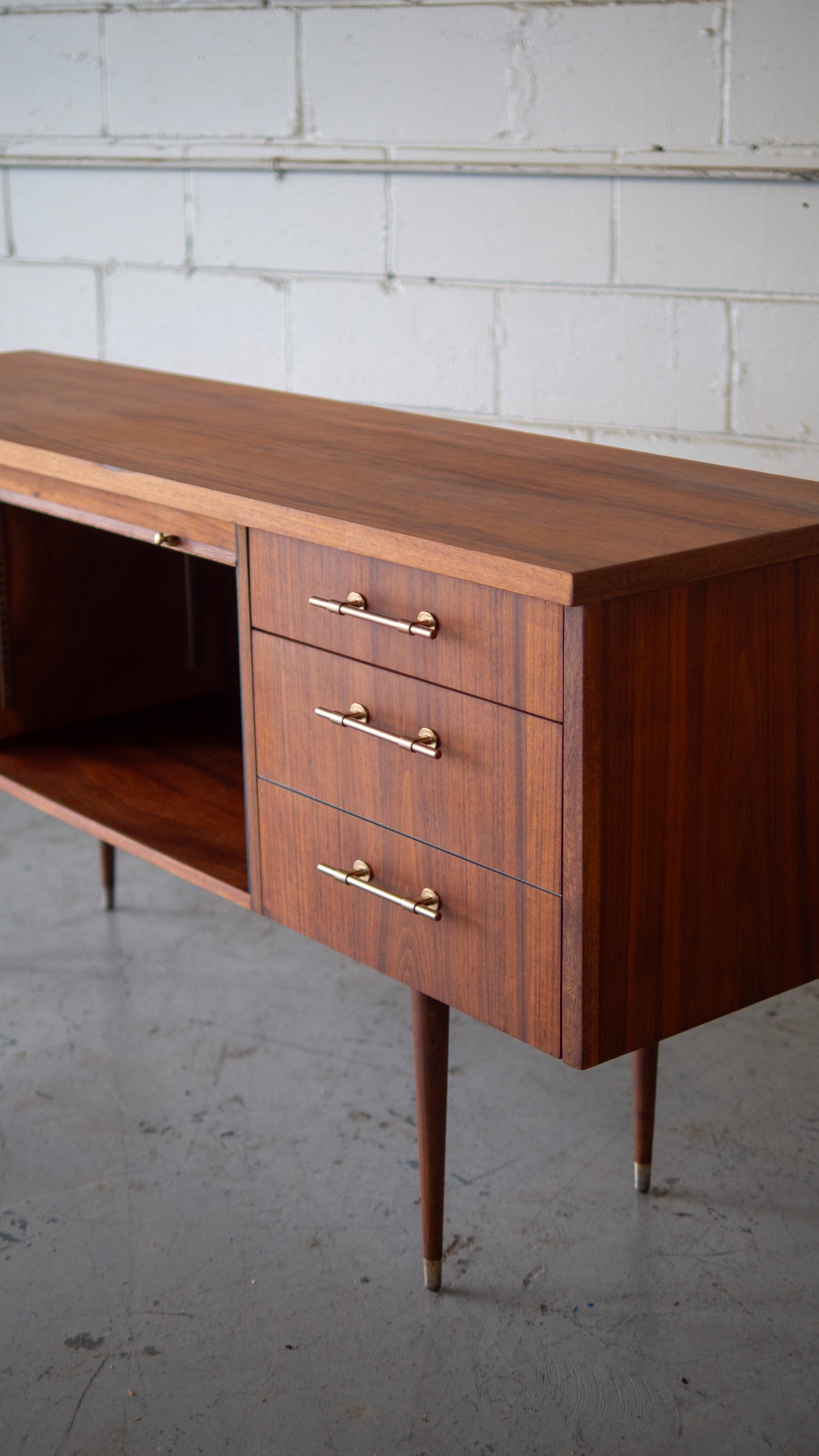 Rare MCM Teak Tambour Credenza