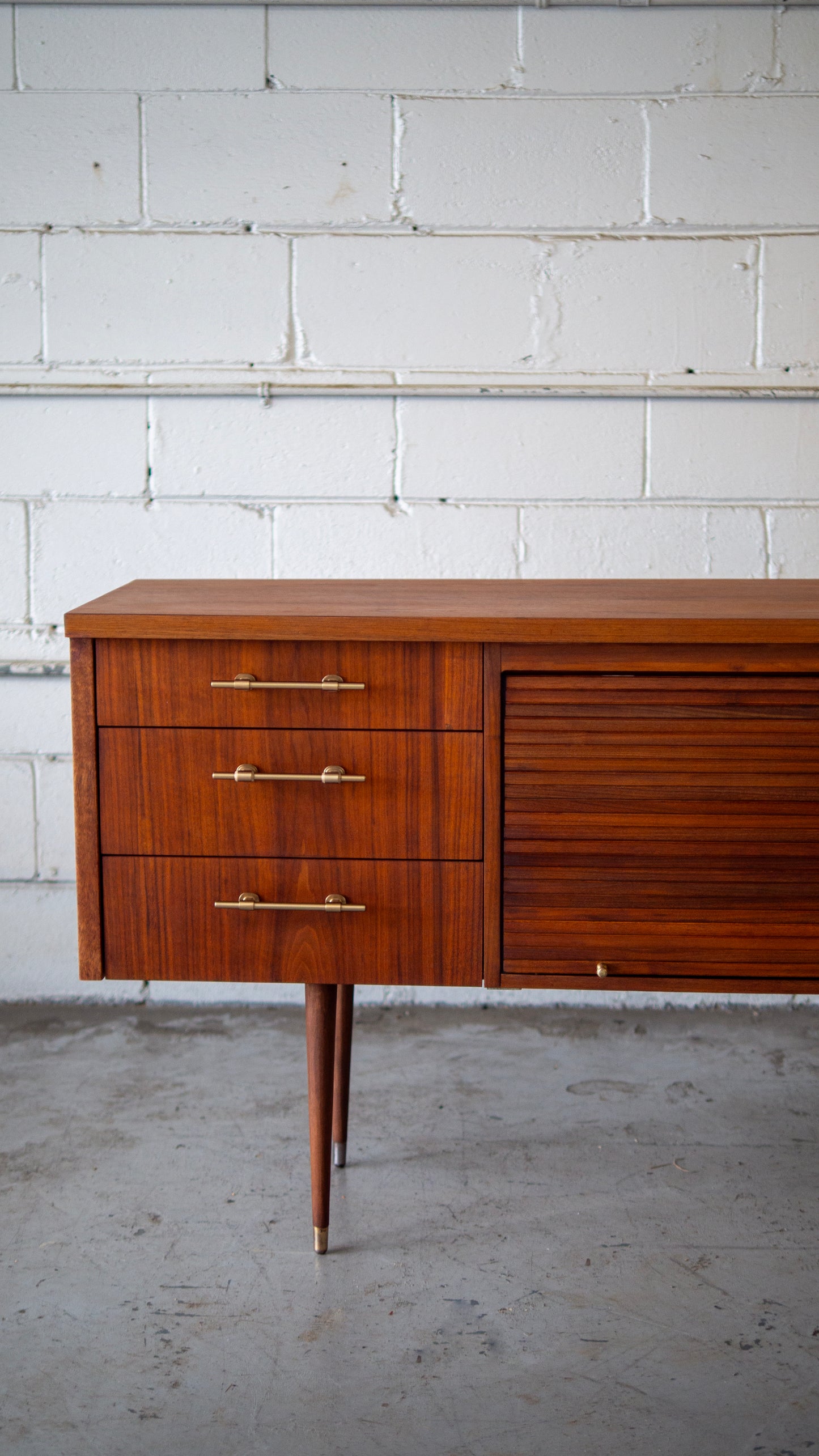 Rare MCM Teak Tambour Credenza