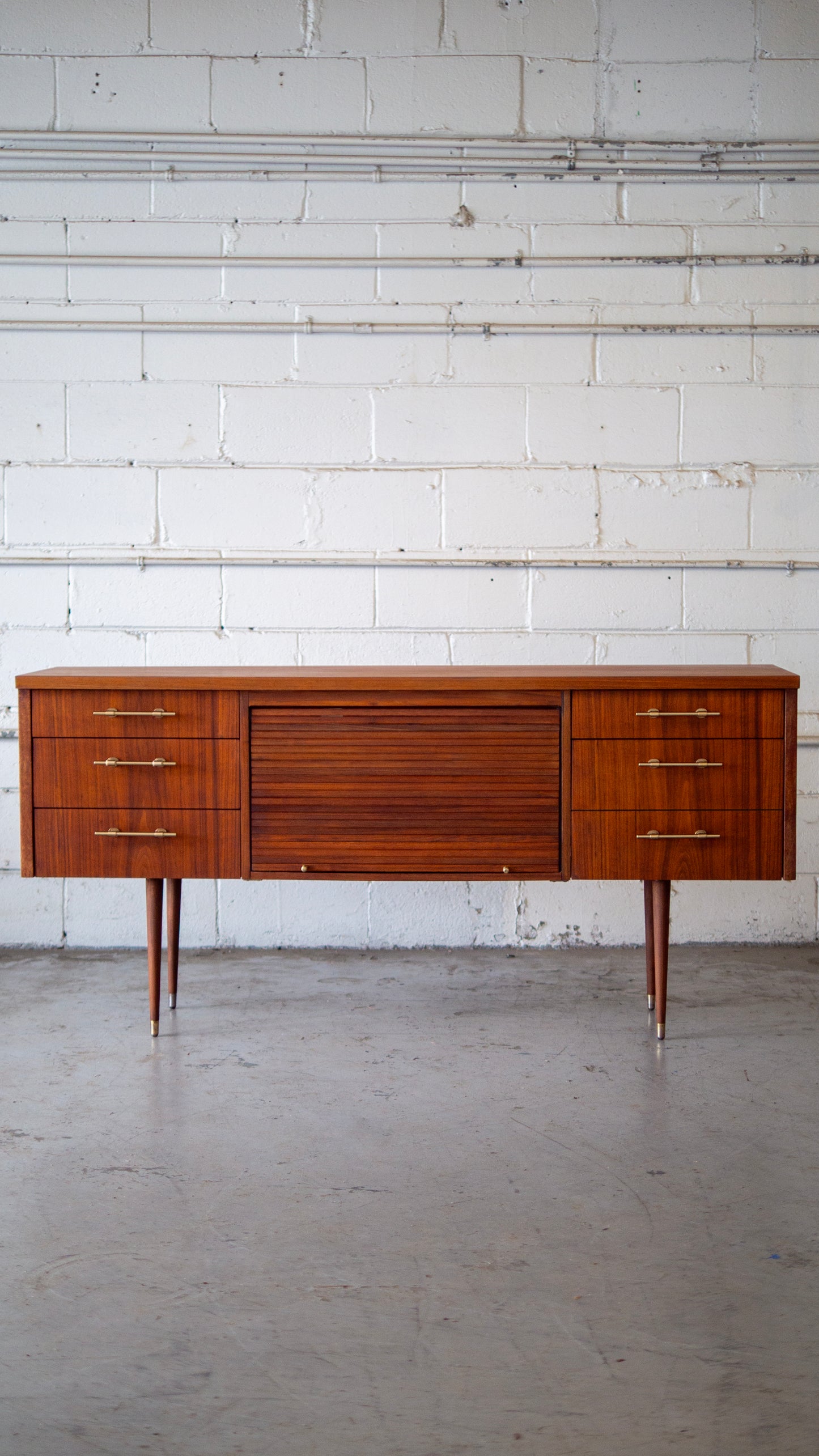 Rare MCM Teak Tambour Credenza