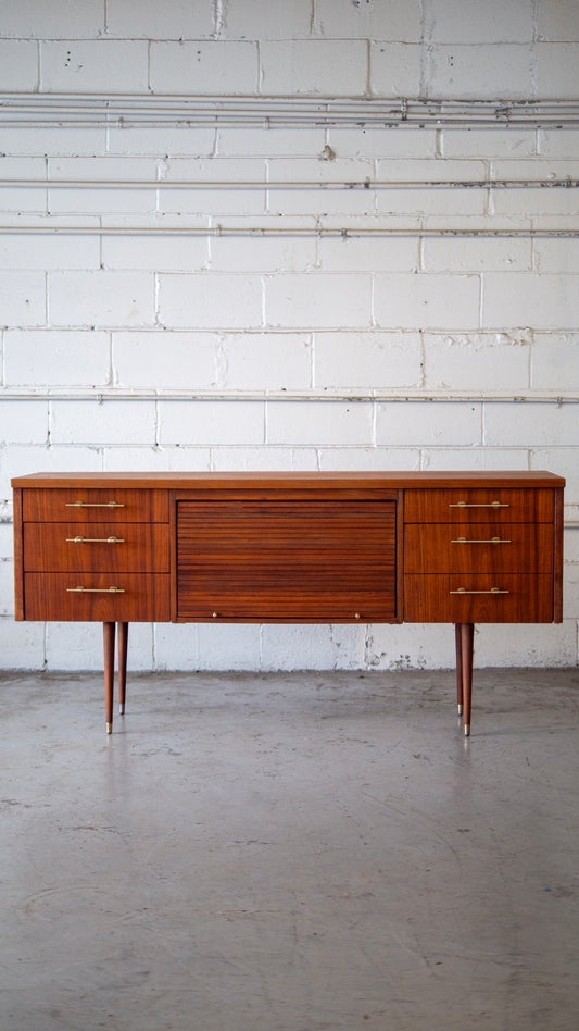 Rare MCM Teak Tambour Credenza