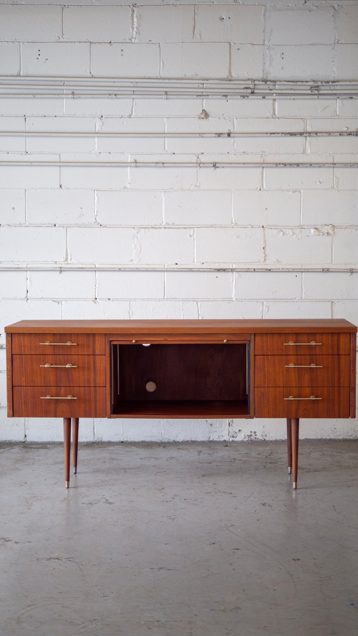 Rare MCM Teak Tambour Credenza