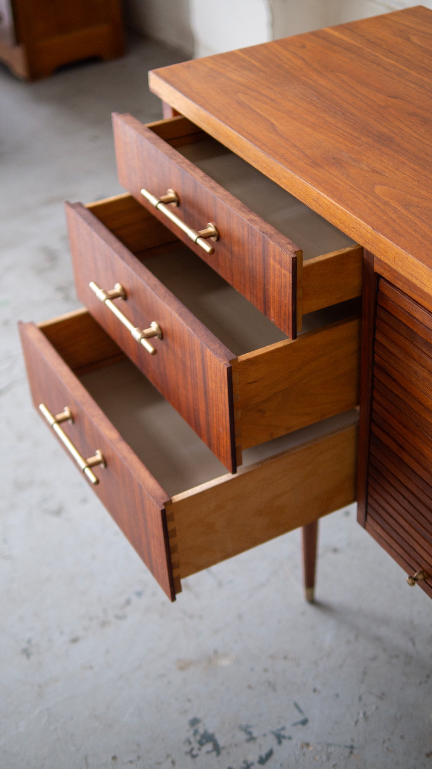 Rare MCM Teak Tambour Credenza