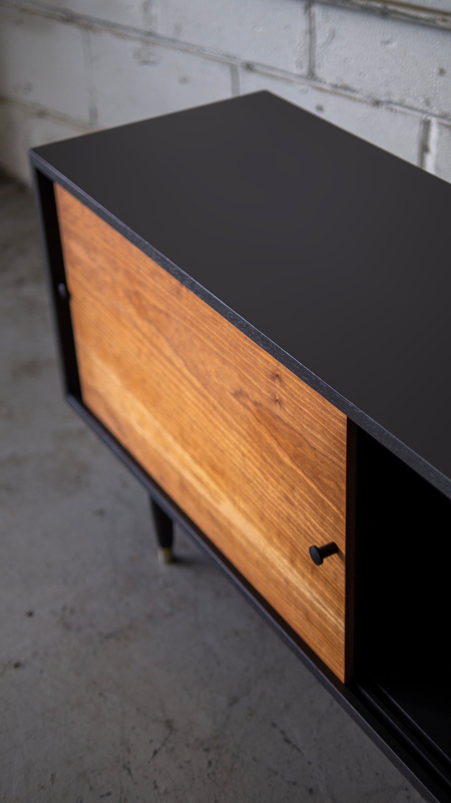 Custom 52” Walnut Media Console – Low-Profile Mid-Century Modern Credenza