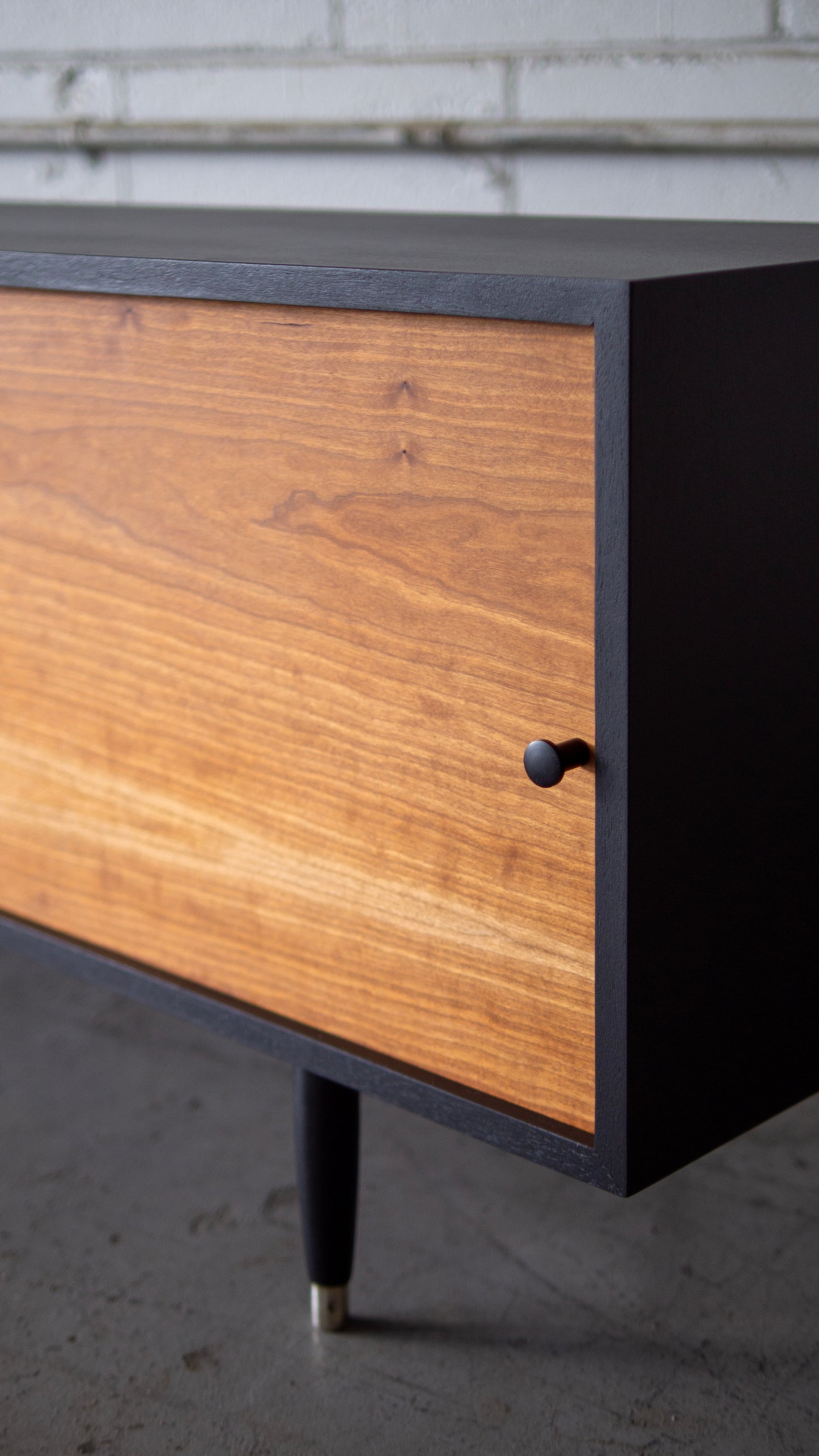 Custom 52” Walnut Media Console – Low-Profile Mid-Century Modern Credenza