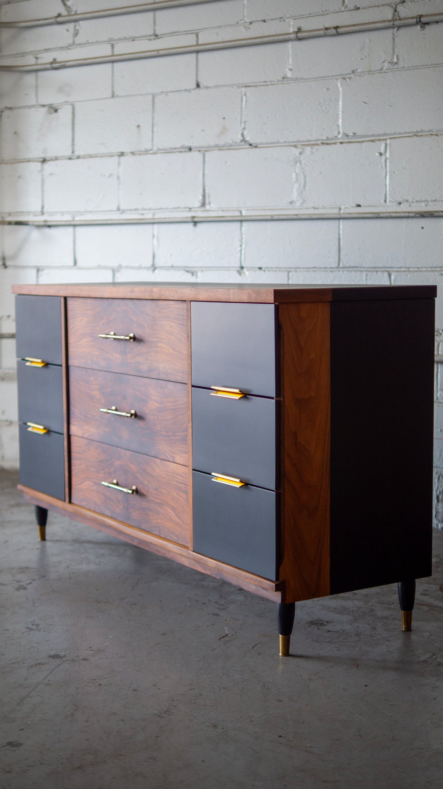 Walnut Burl Mid Century Dresser Revival