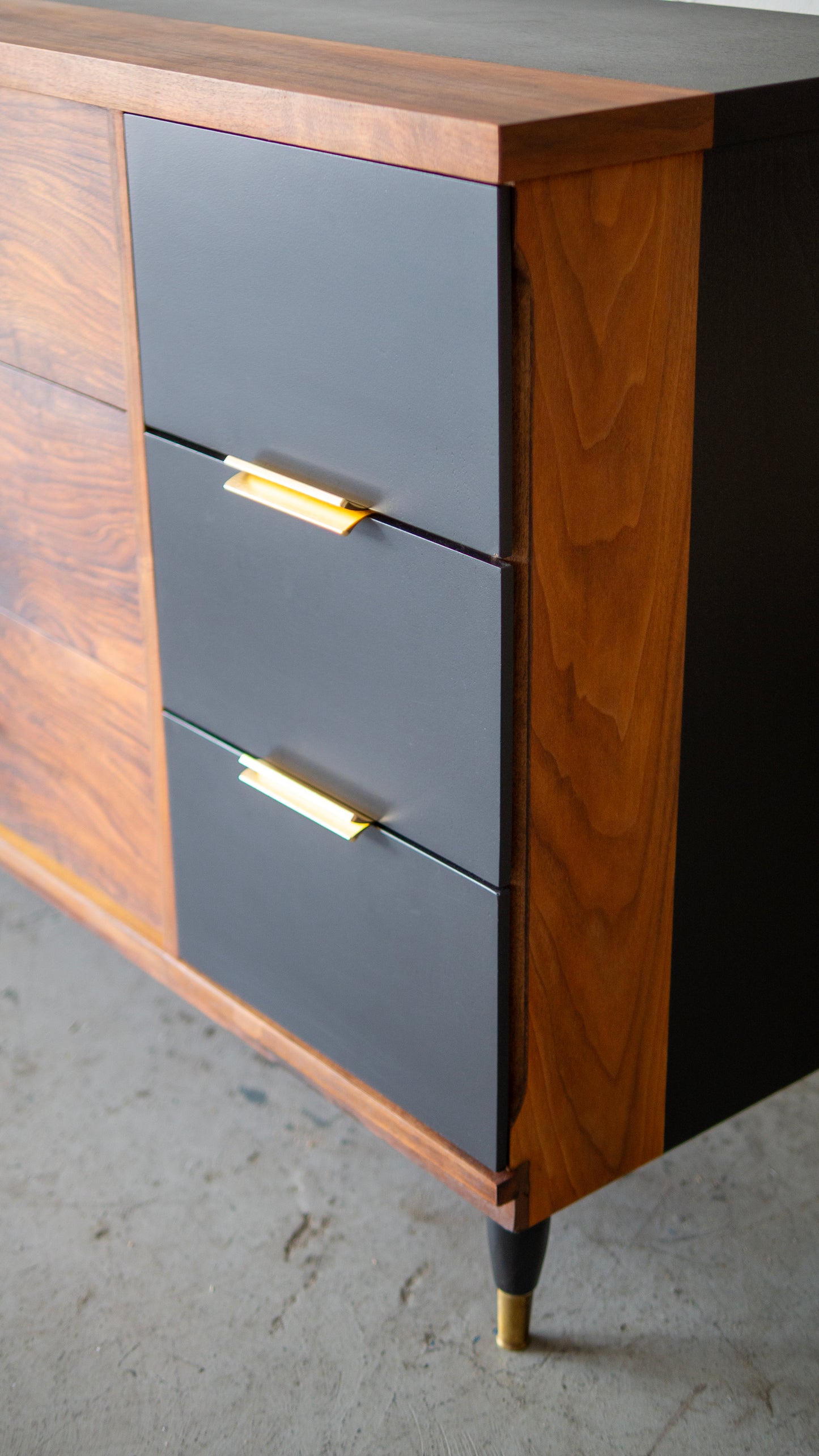 Walnut Burl Mid Century Dresser Revival