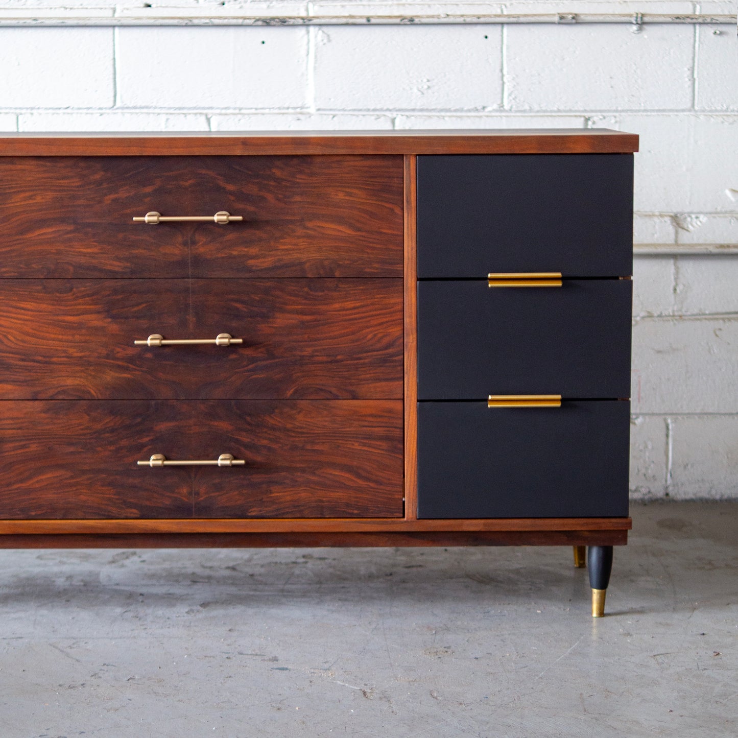 Walnut Burl Mid Century Dresser Revival