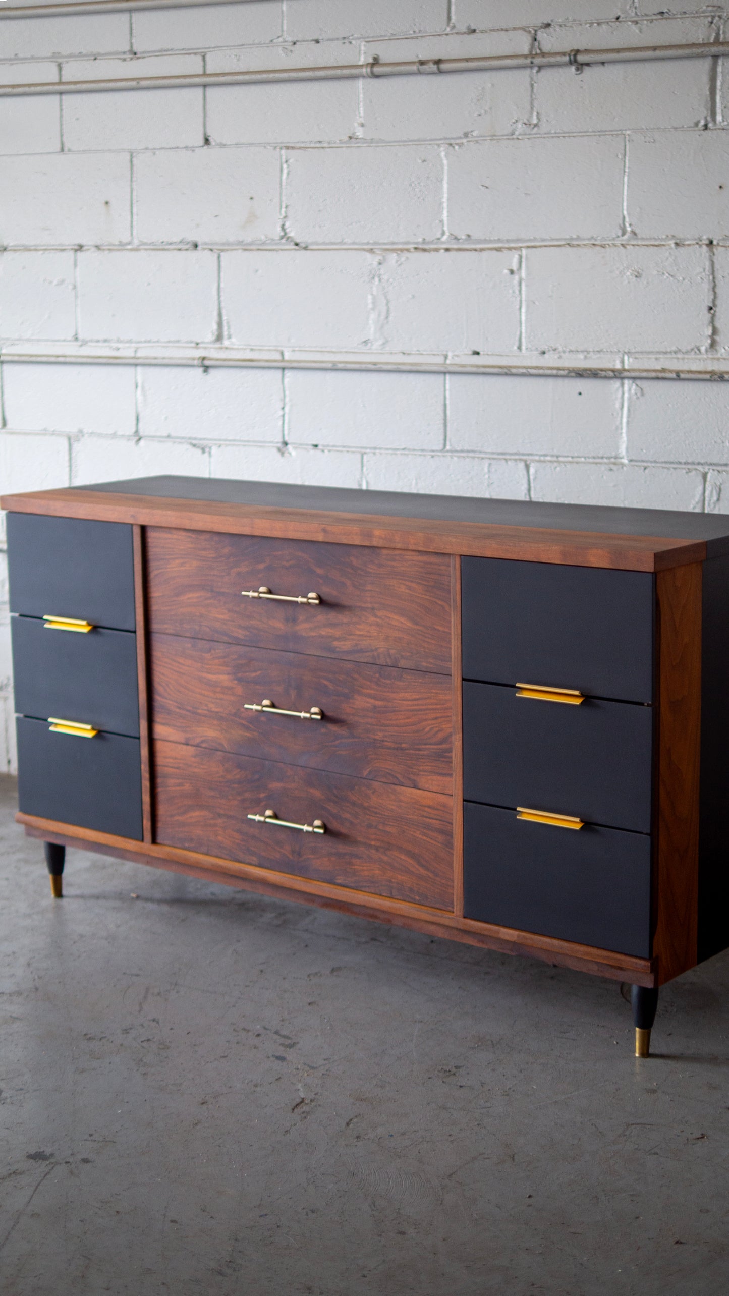 Walnut Burl Mid Century Dresser Revival