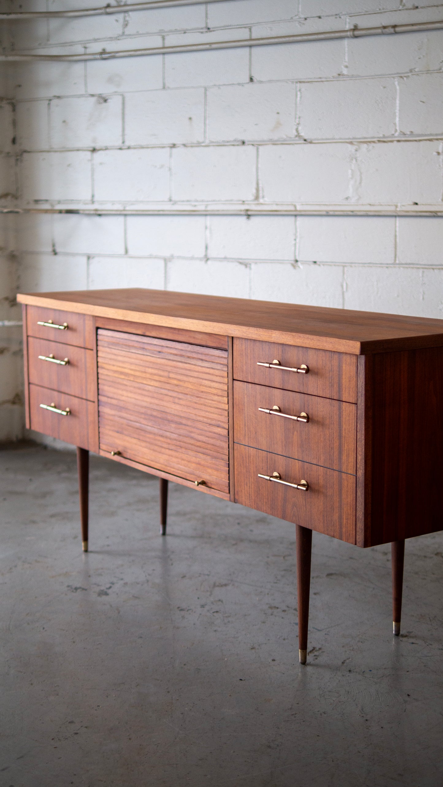 Rare MCM Teak Tambour Credenza